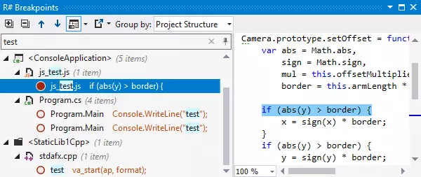 ReSharper Breakpoints window