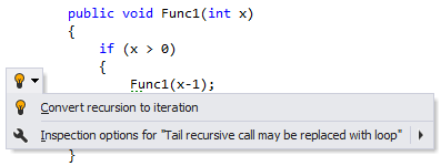 A new quick-fix to convert recursion to iteration