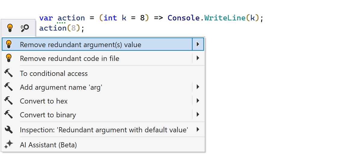 Support for default parameter values in lambdas