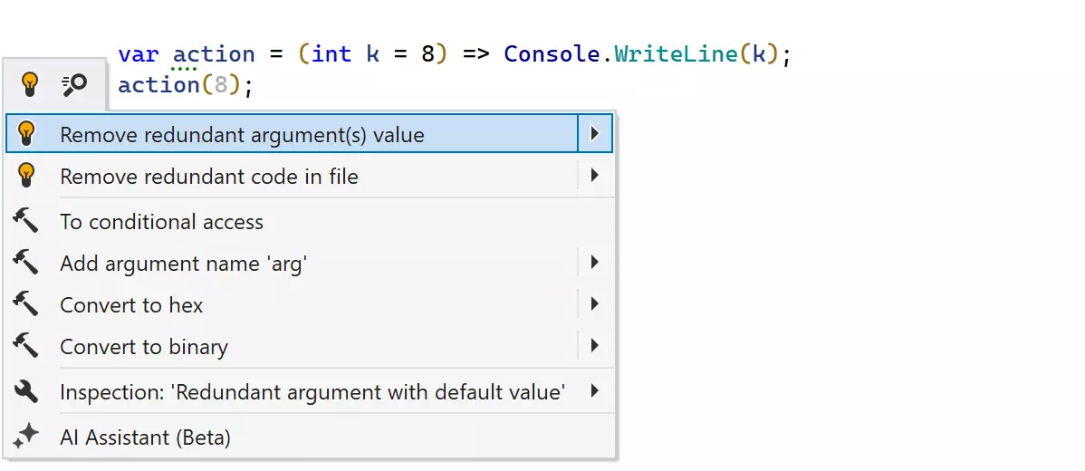 Unterstützung für Standard-Parameterwerte in Lambdas