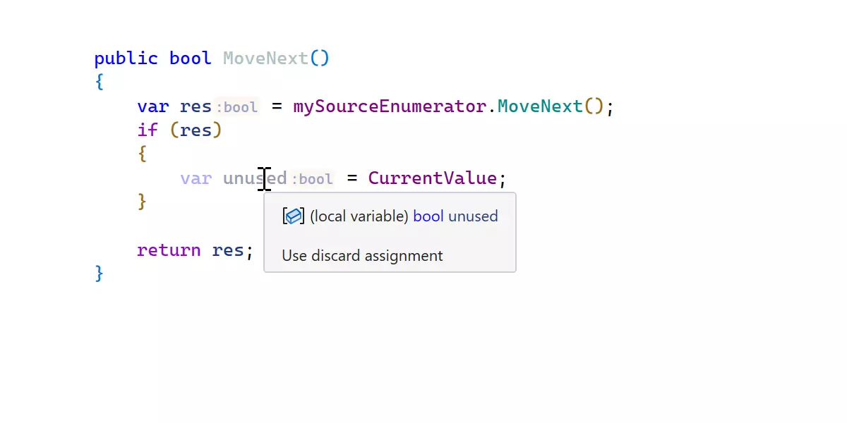 Bessere Unterstützung für verworfene Werte in C#