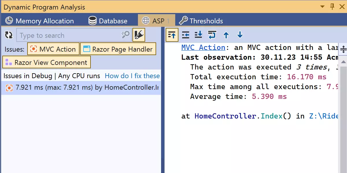 Nouvelles inspections pour les applications ciblant le framework ASP.NET Core