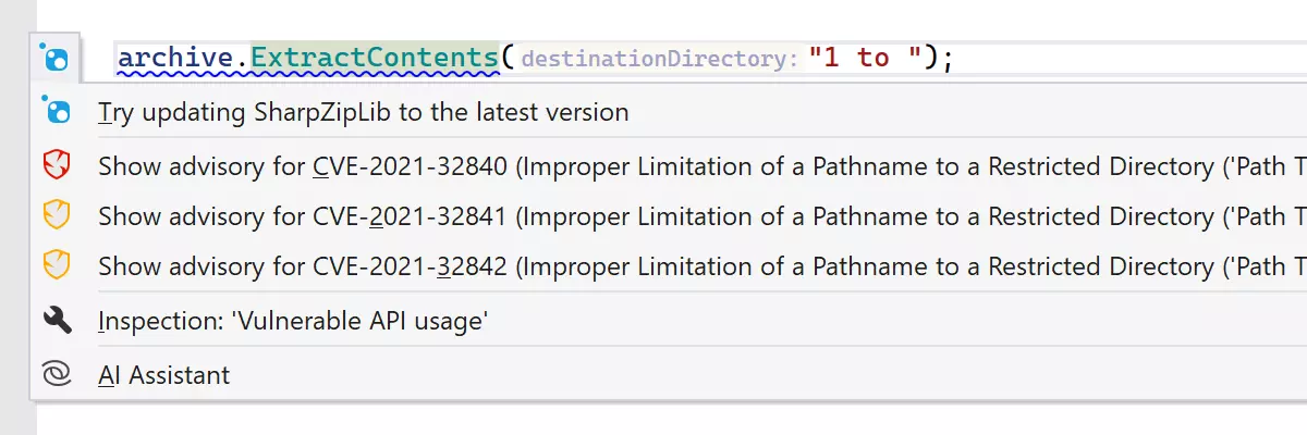 New inspections for identifying vulnerable API usages