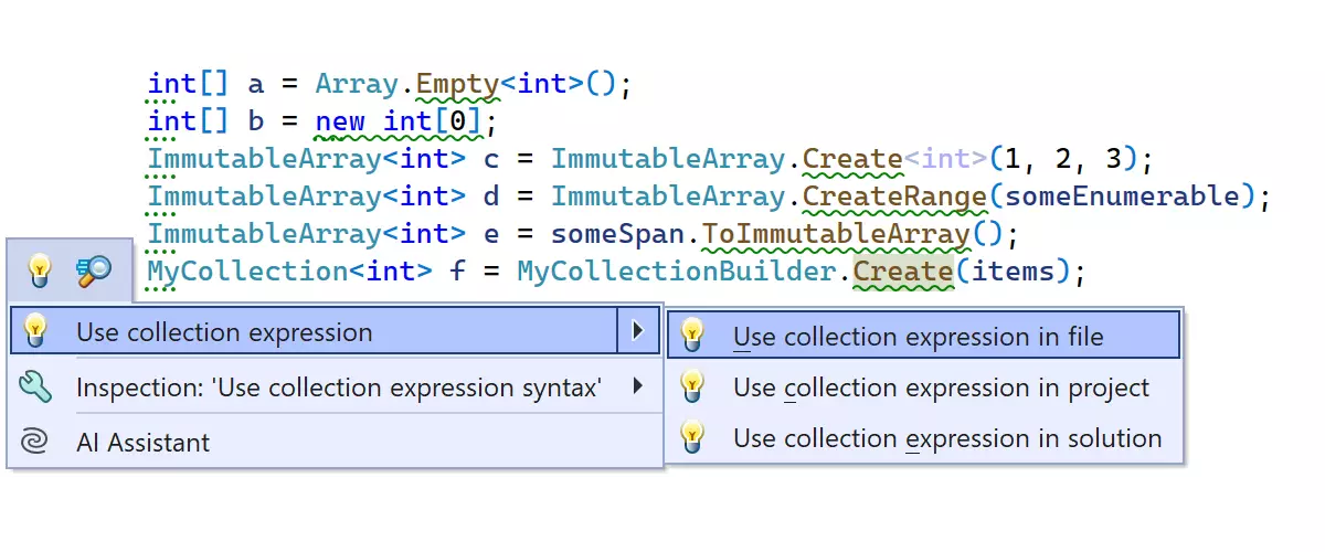 Plus de conversions en expressions de collection