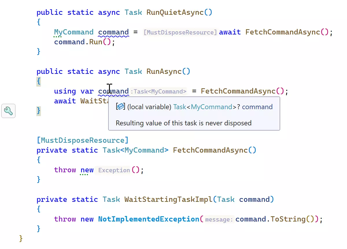 Enhanced support for disposable resources in async methods