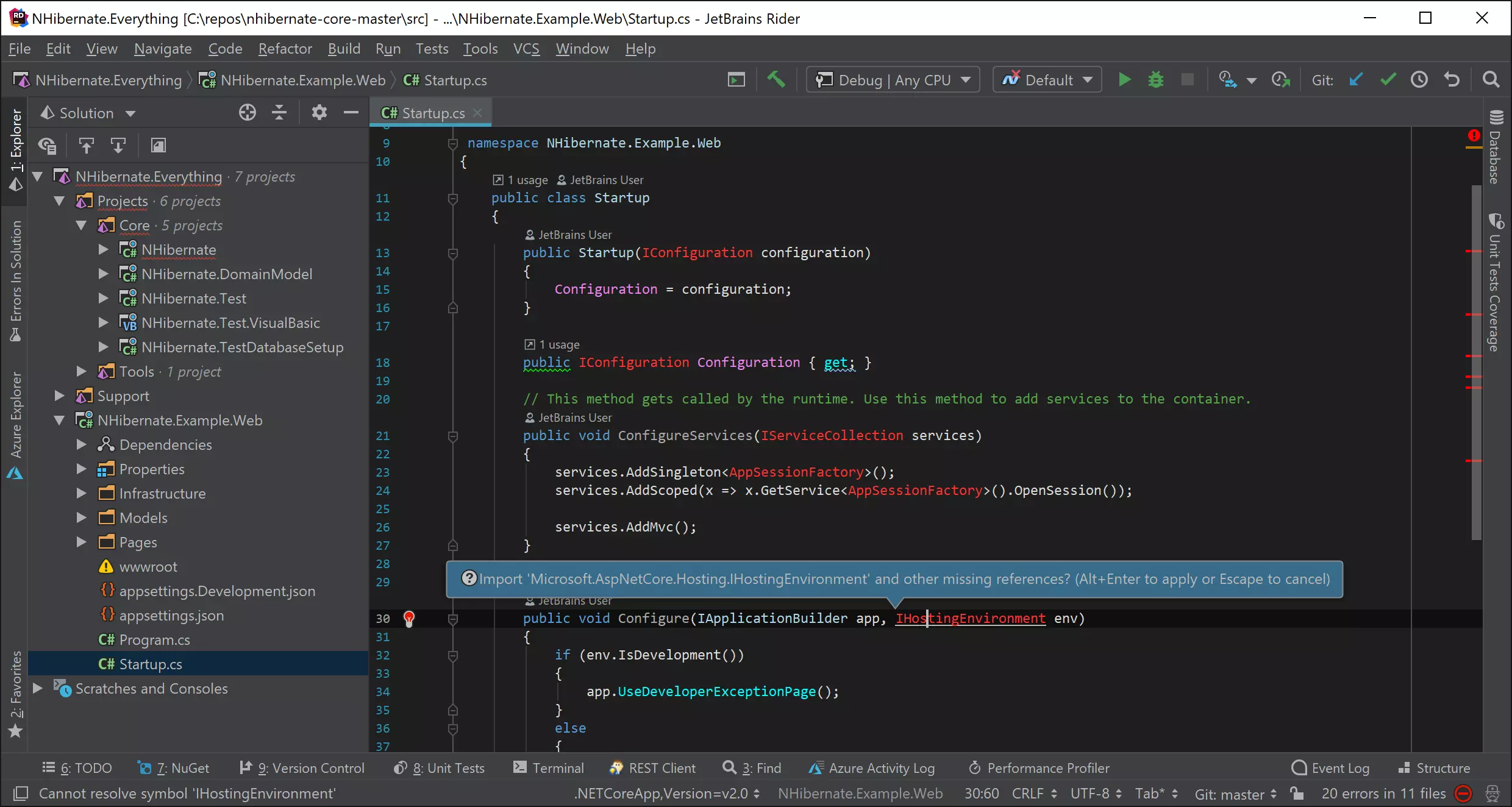 .NET-Code-Editor in Rider von JetBrains