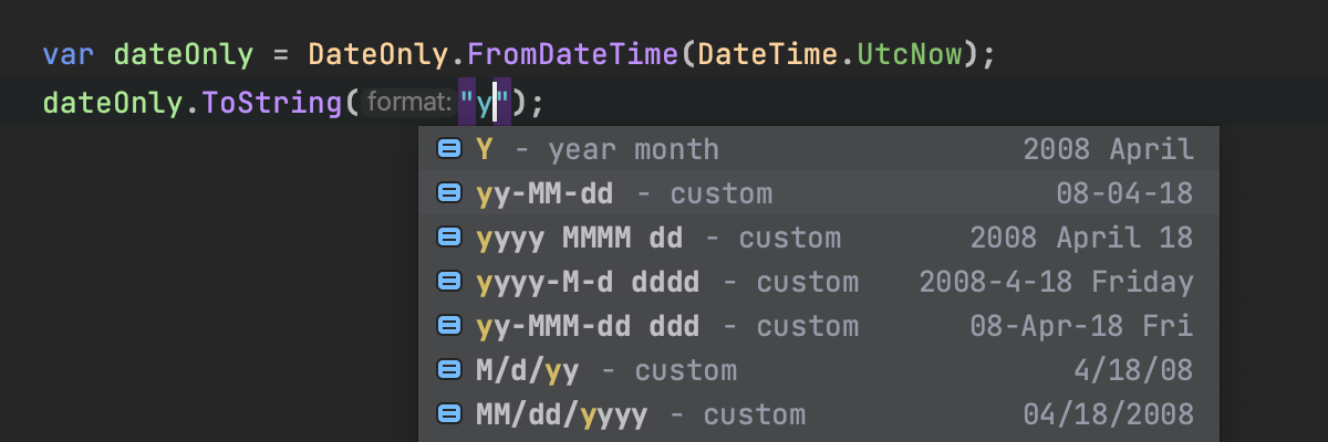 Format string completion: DateOnly