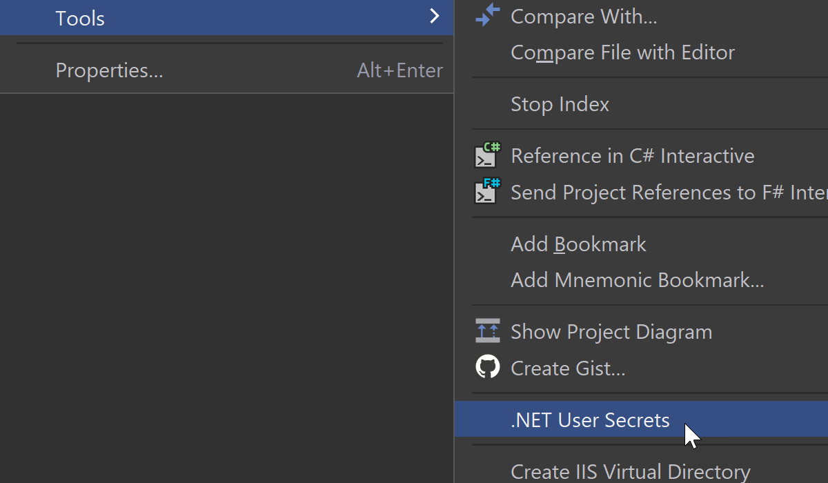 .NET User Secrets
