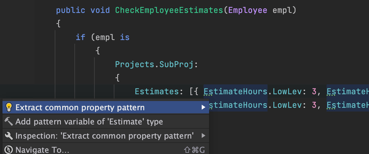 Extract common property pattern