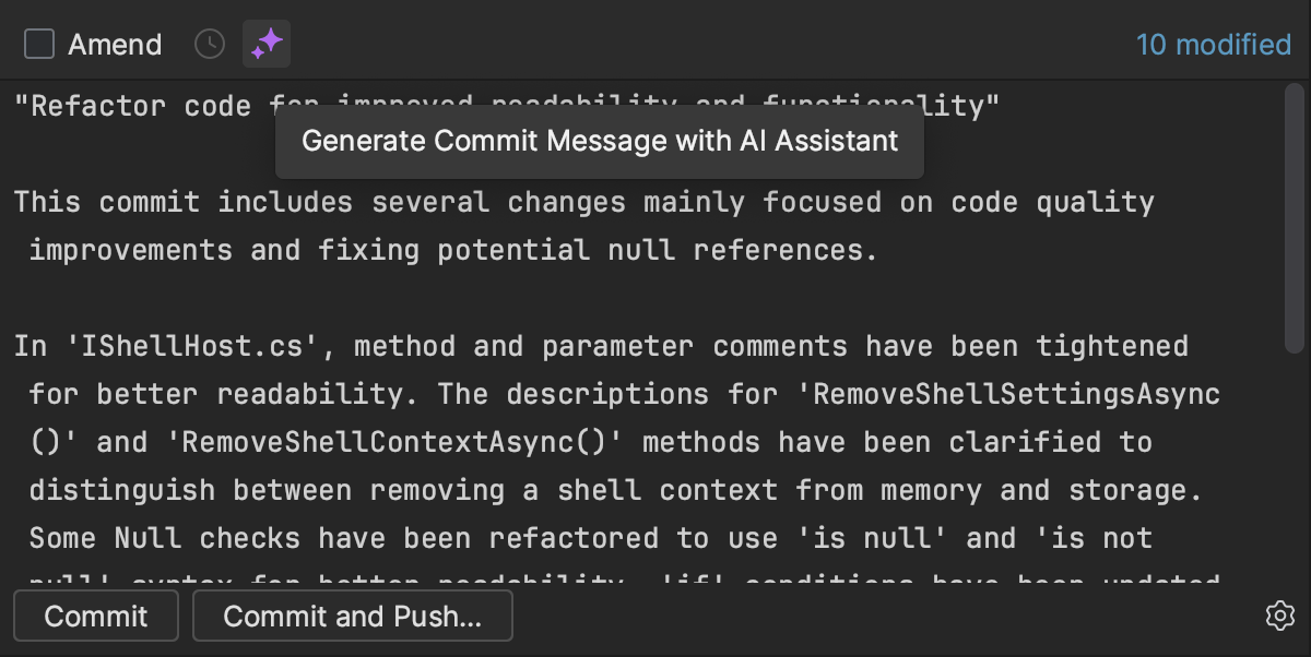 Commit message generation and explanation