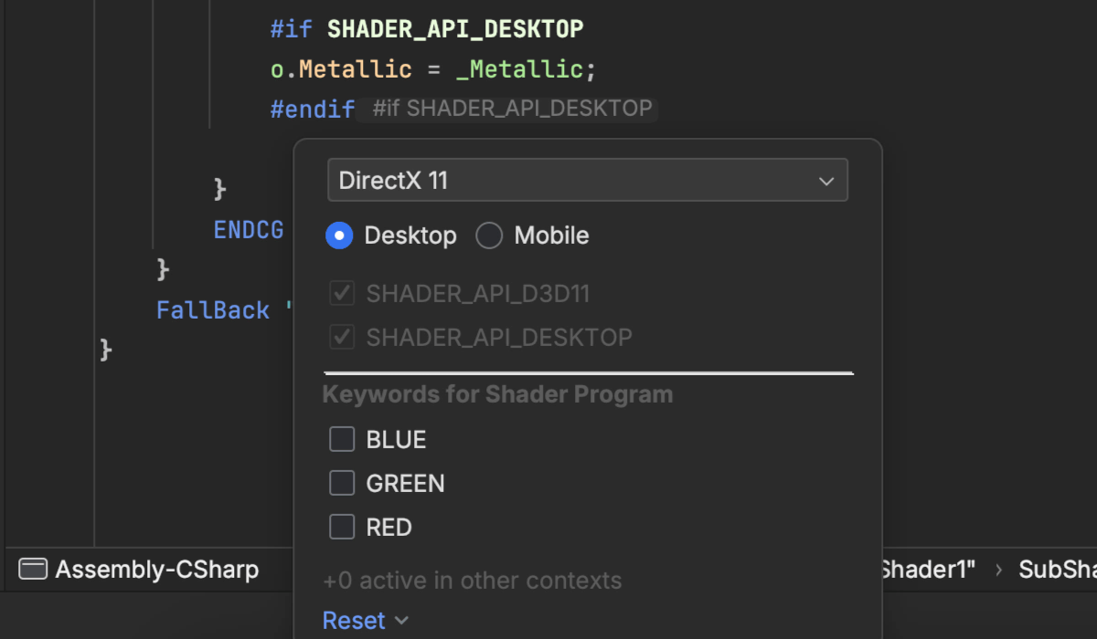 Shader variant support