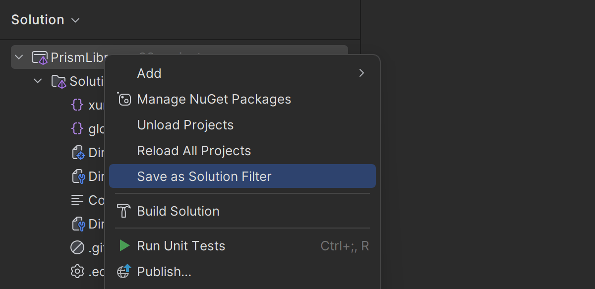 Save as Solution Filter