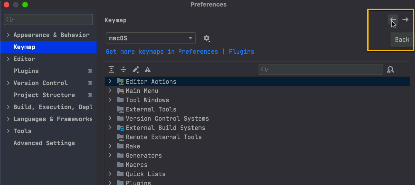 New navigation option in Preferences/Settings