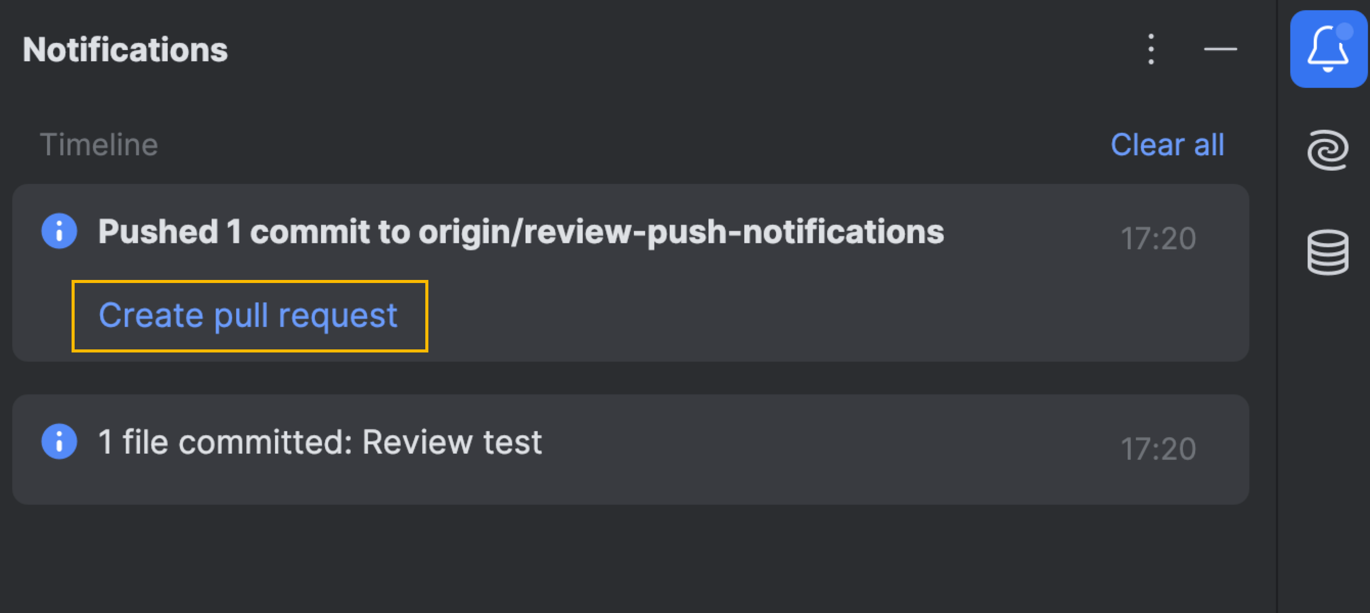 Create pull/merge requests from push notifications