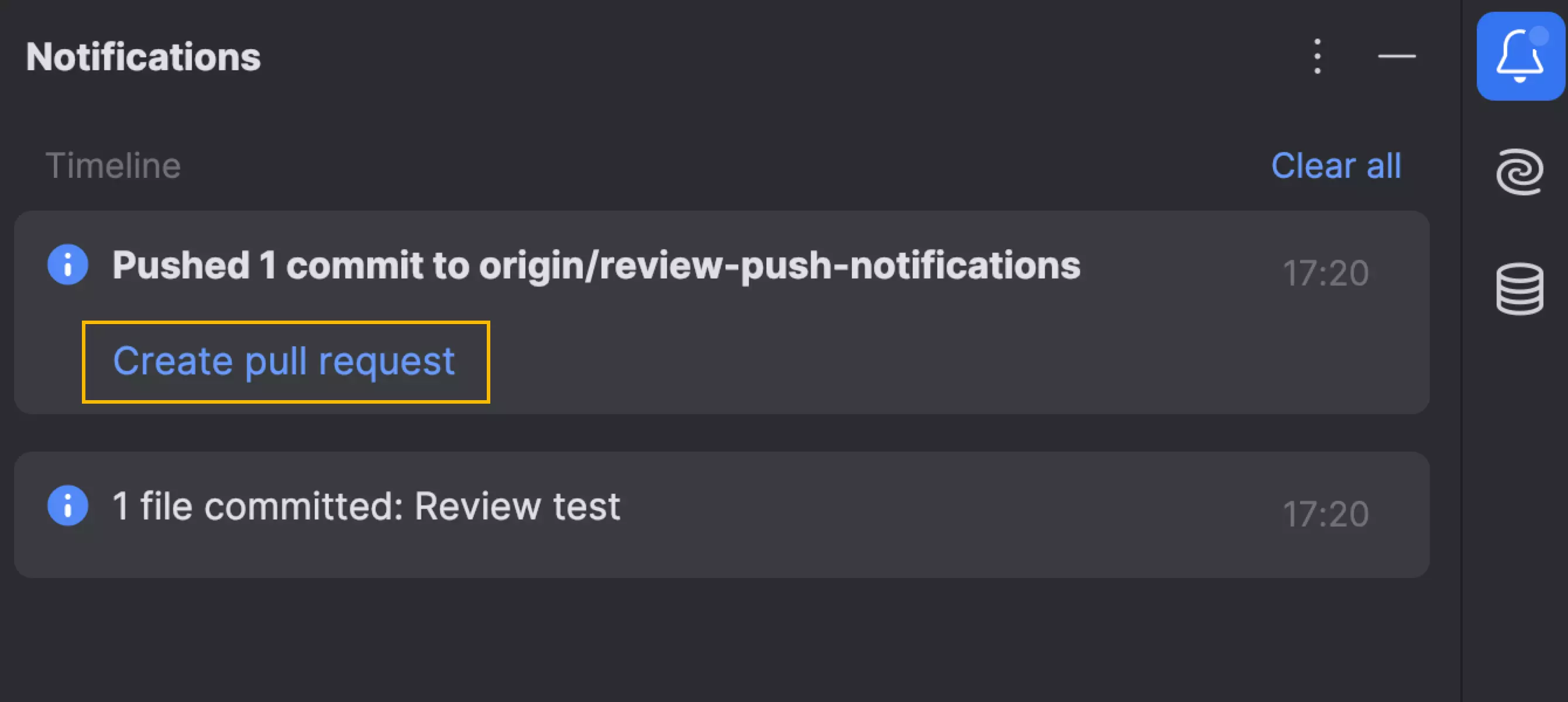 Create pull/merge requests from push notifications