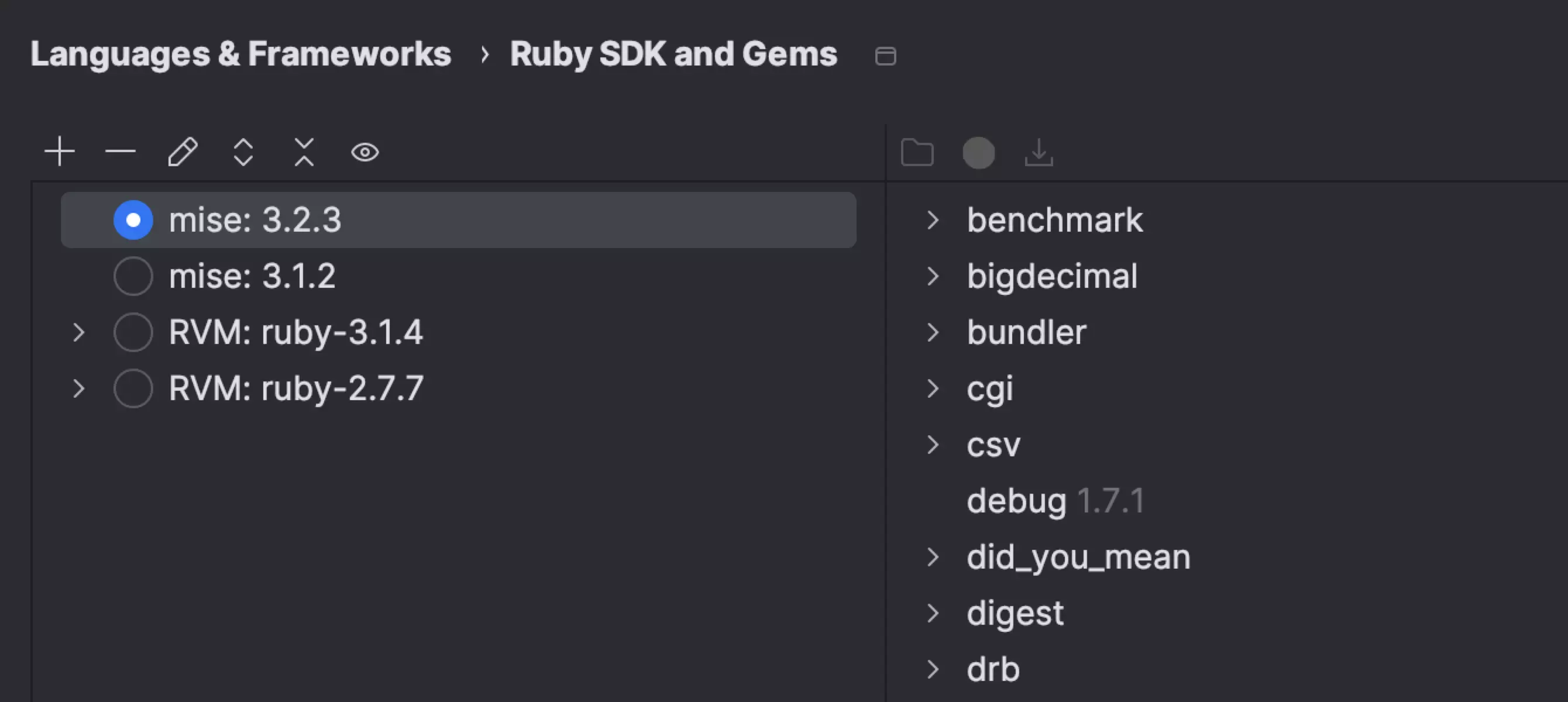 Support for the Mise version manager