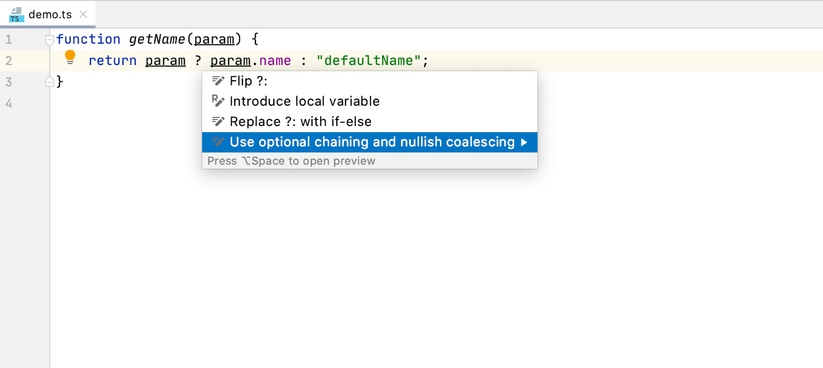 Convert to optional chaining intention