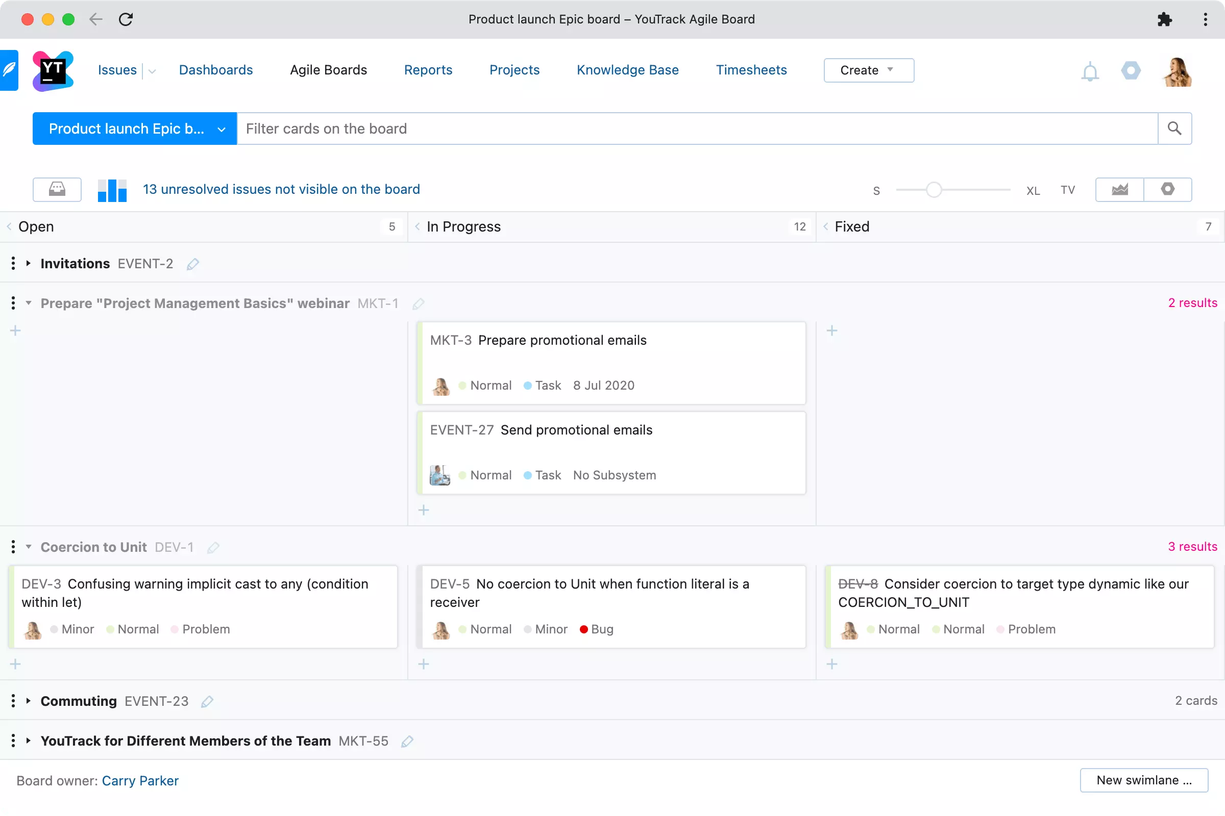 Advanced scrum boards