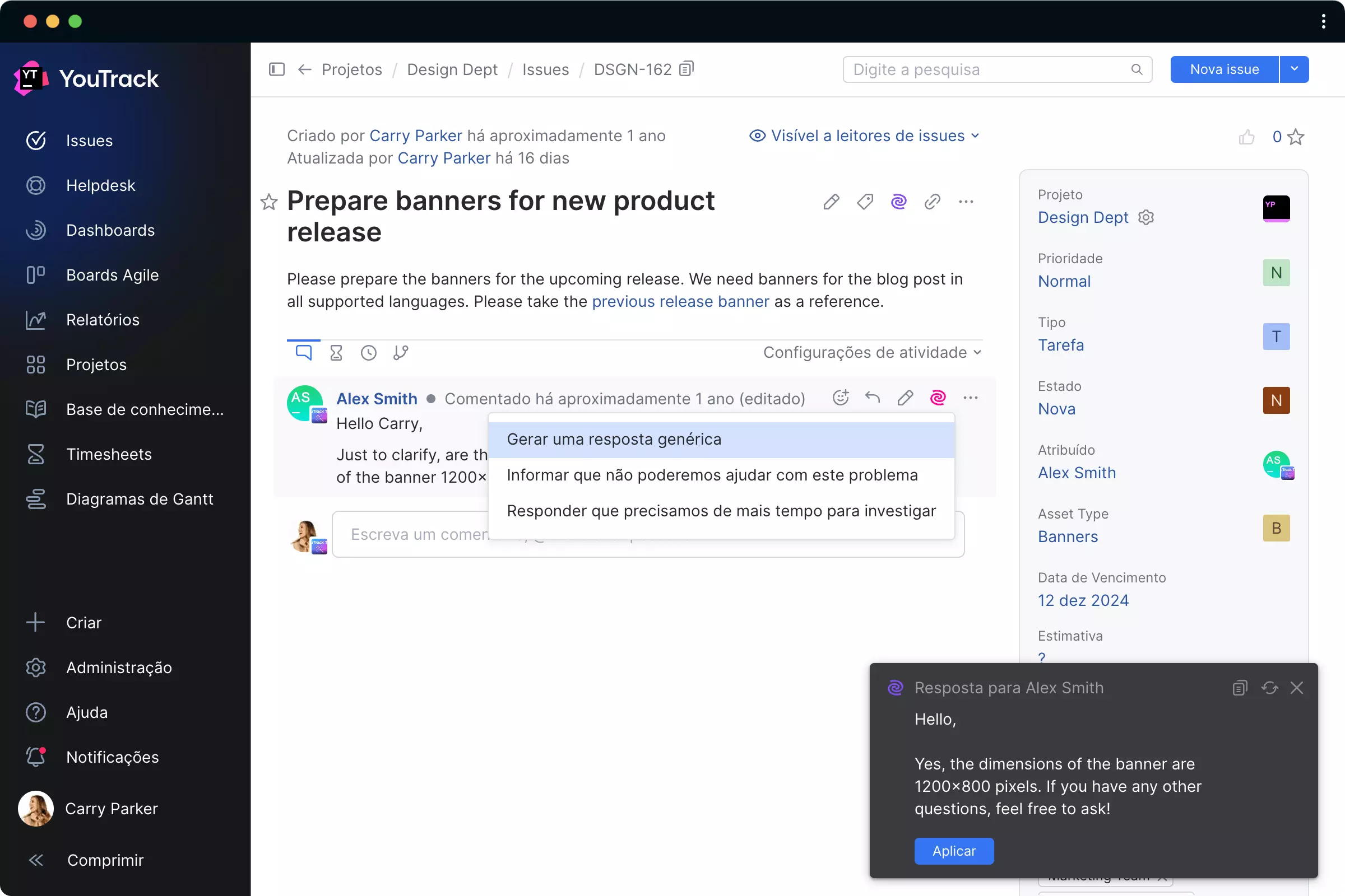 Deixe a IA gerar comentários para você