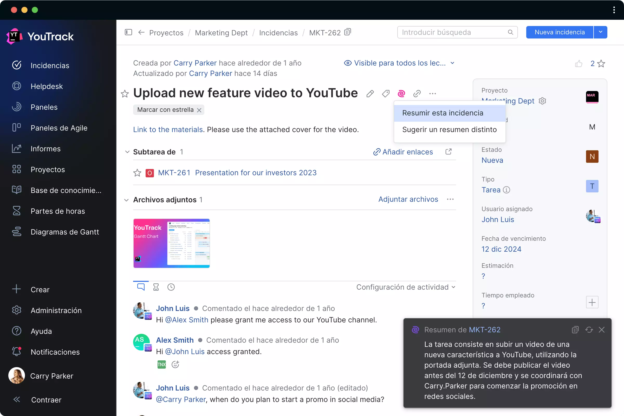 Suba nuevos vídeos de funcionalidades a YouTube