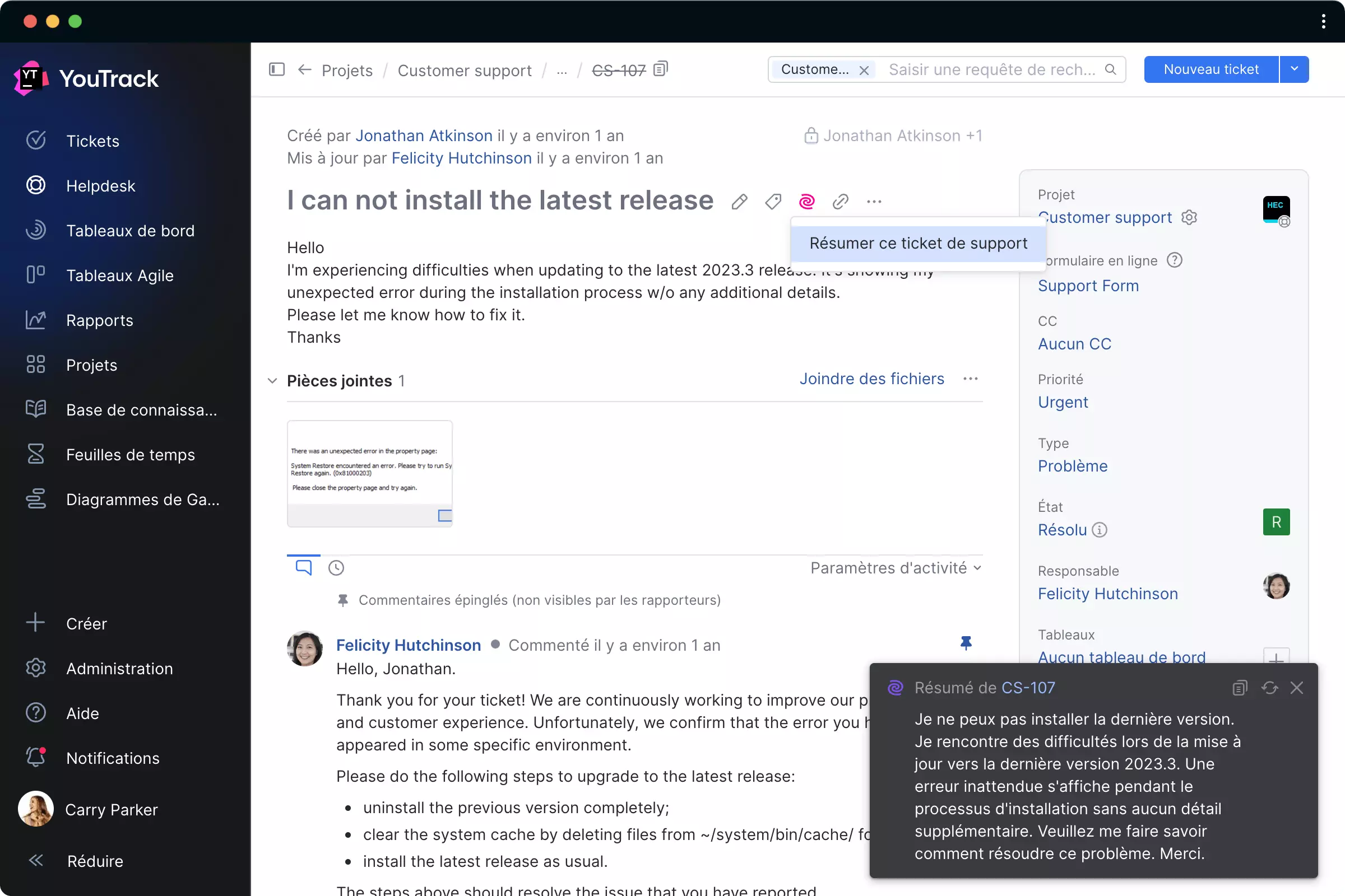 Je ne peux pas installer la dernière version