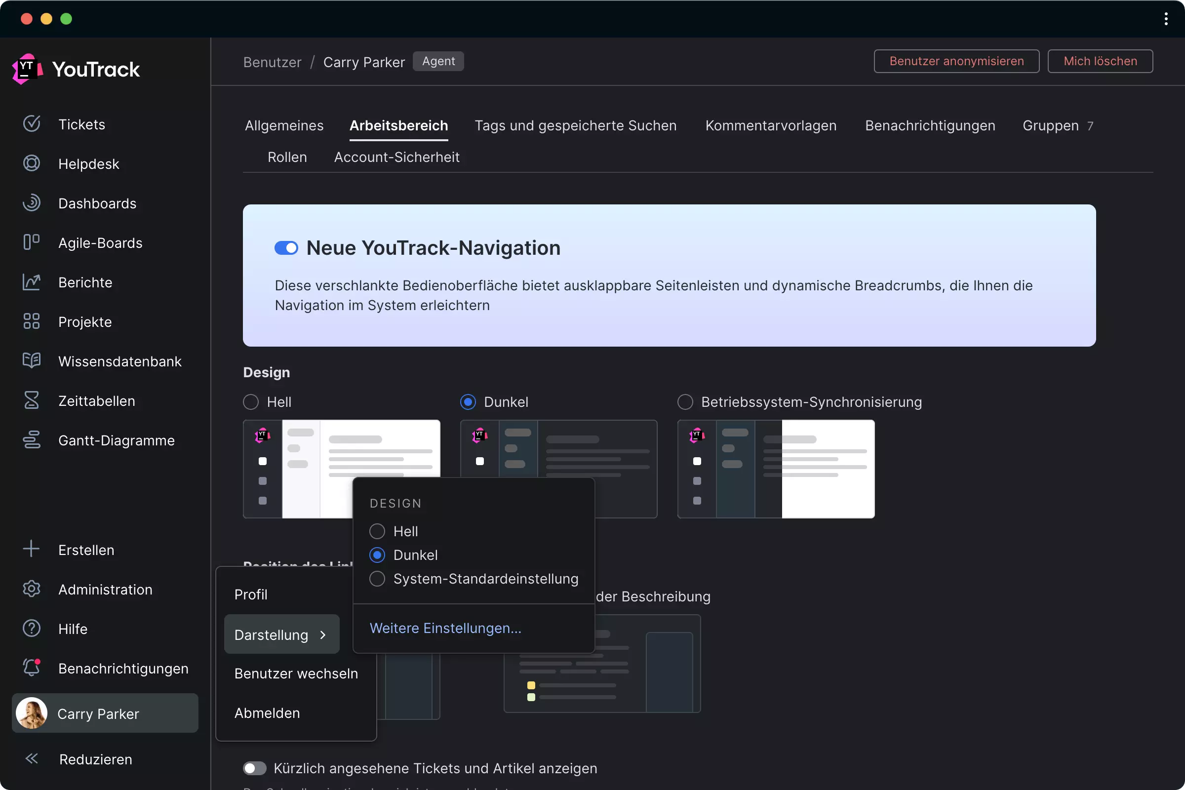 Bedienoberfläche und Design