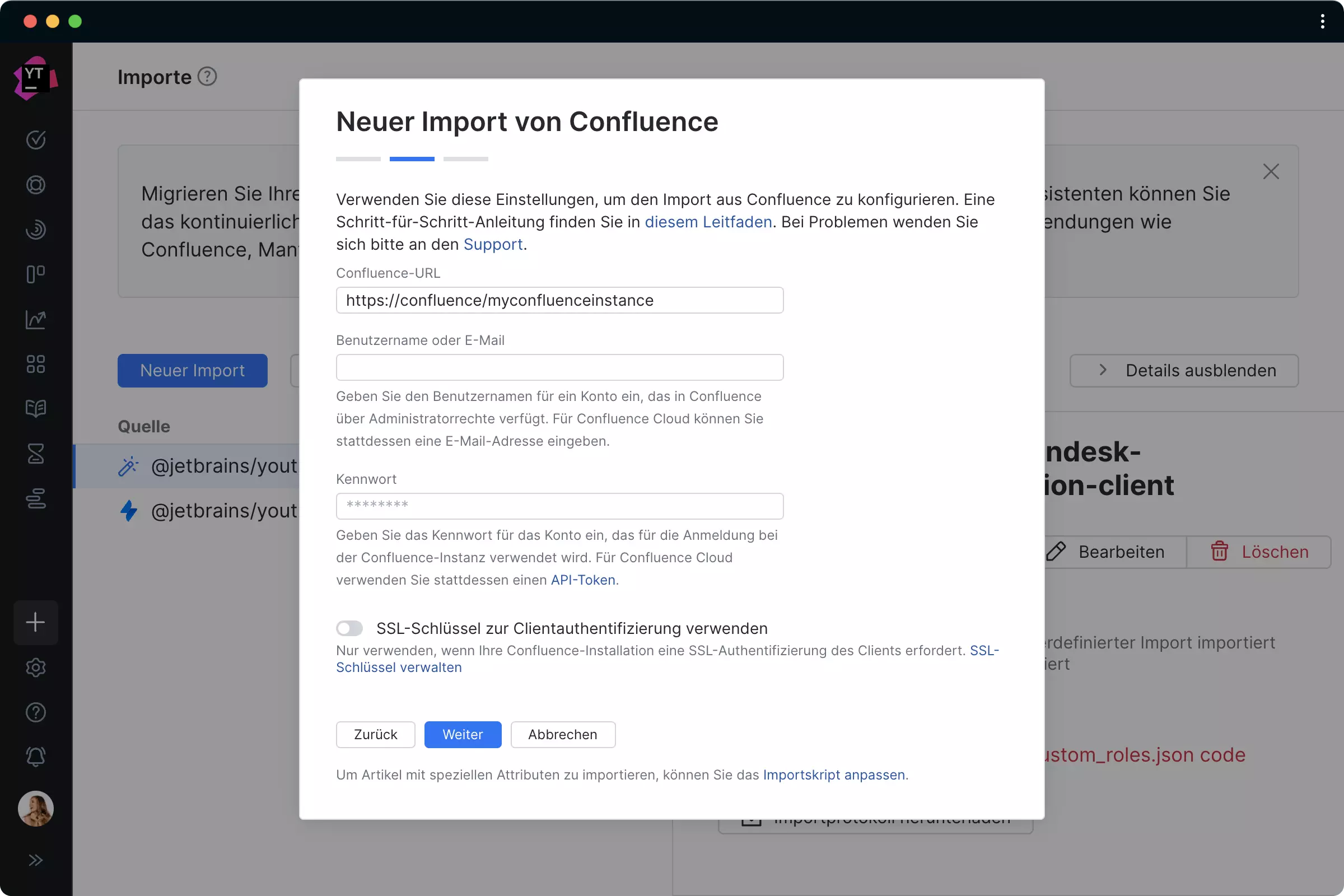 Aus Confluence importieren