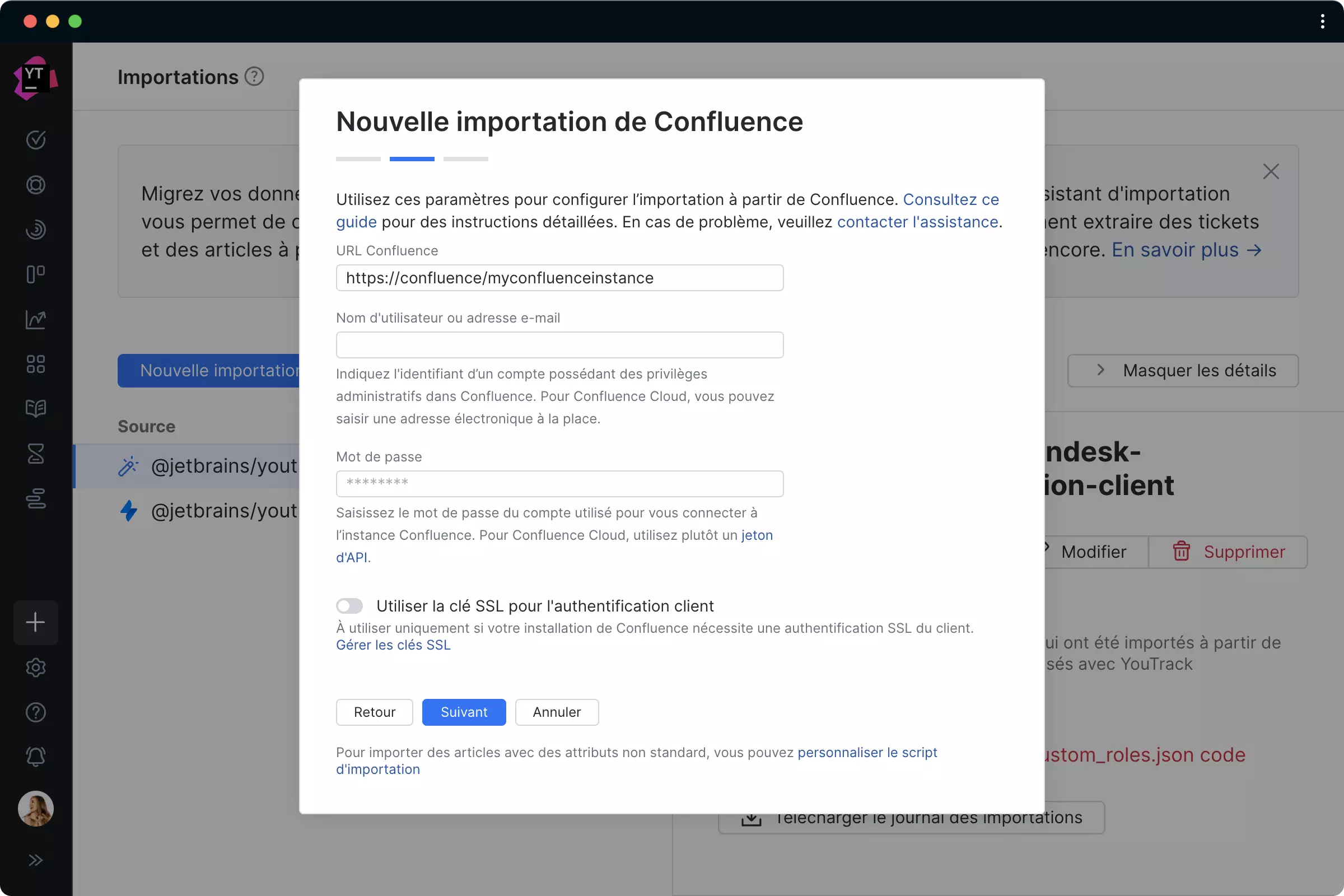 Importation de Confluence