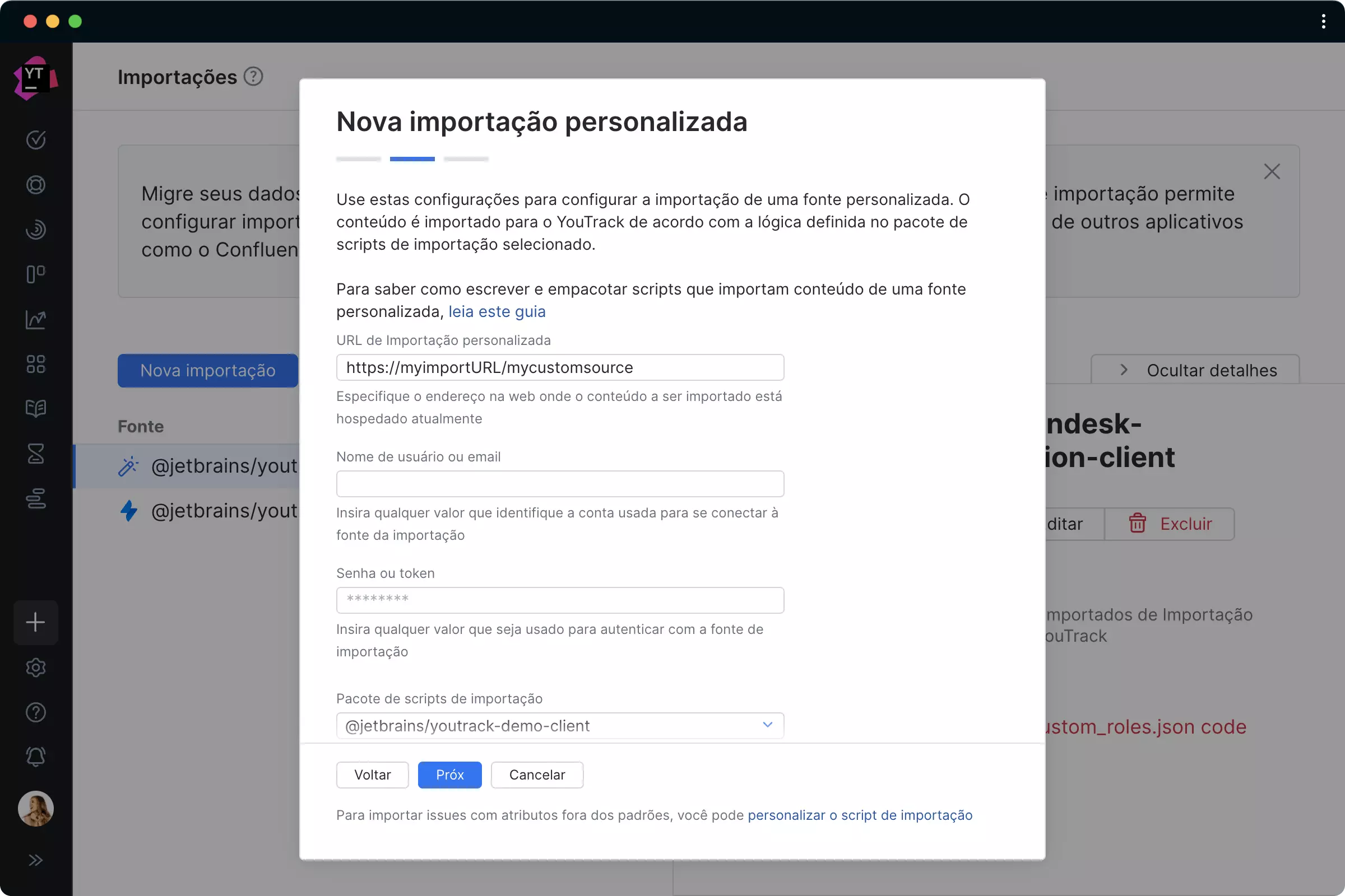 Importações personalizadas