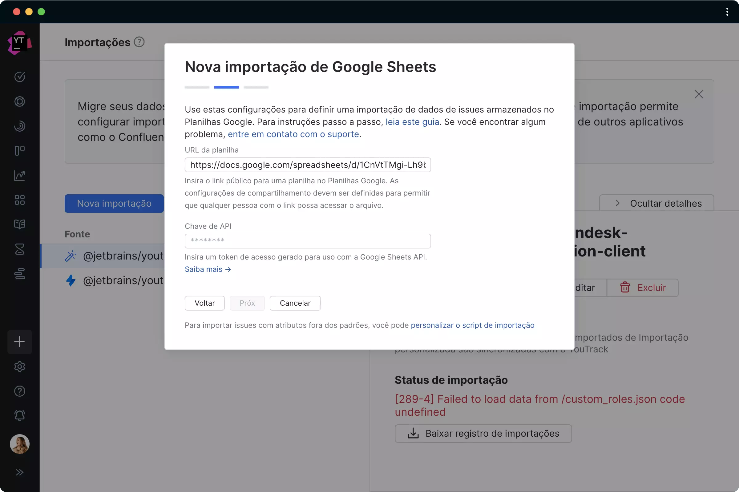 Importar das Planilhas Google