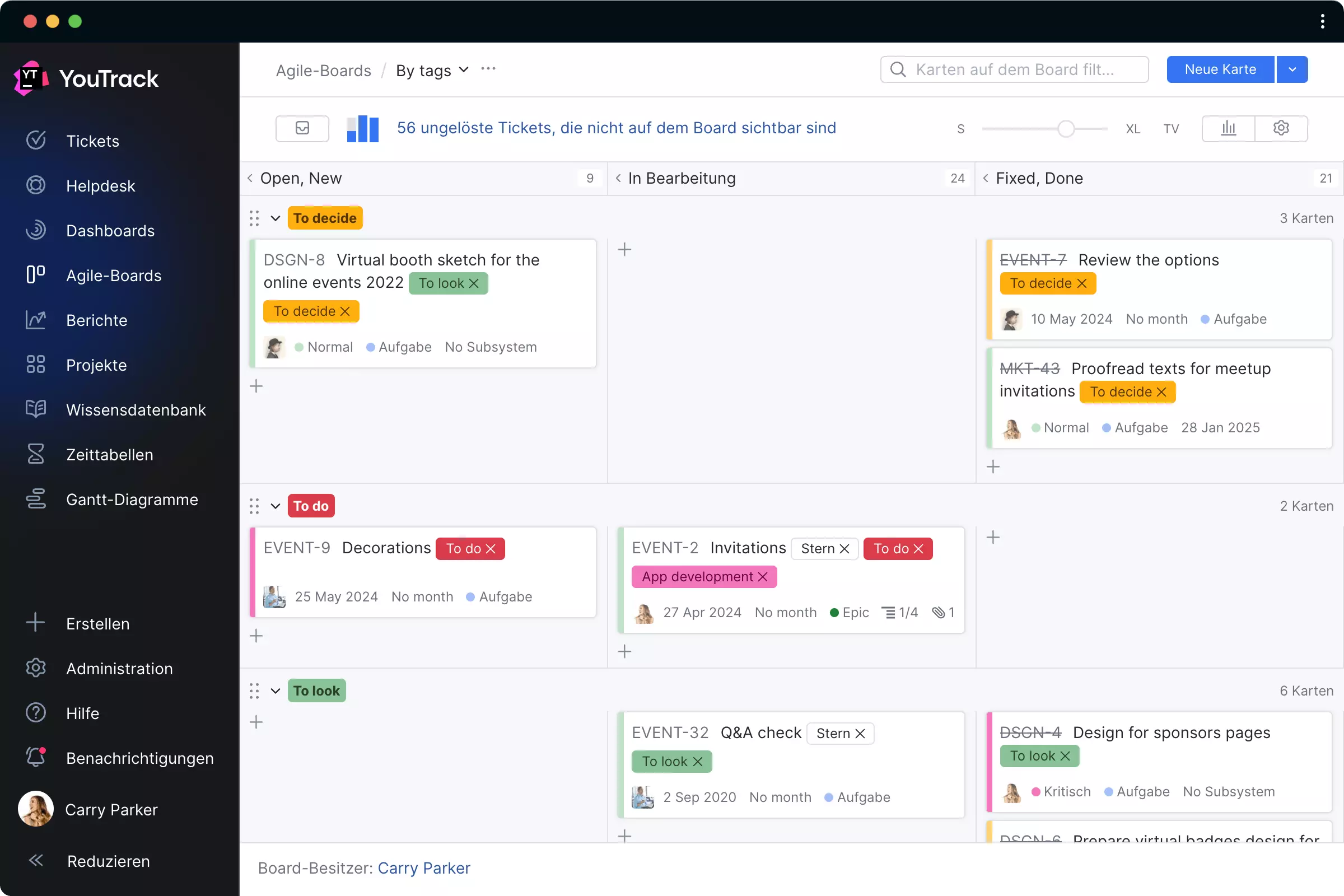 Planung und Verwaltung der Aufgabenausführung mit Agile-Boards