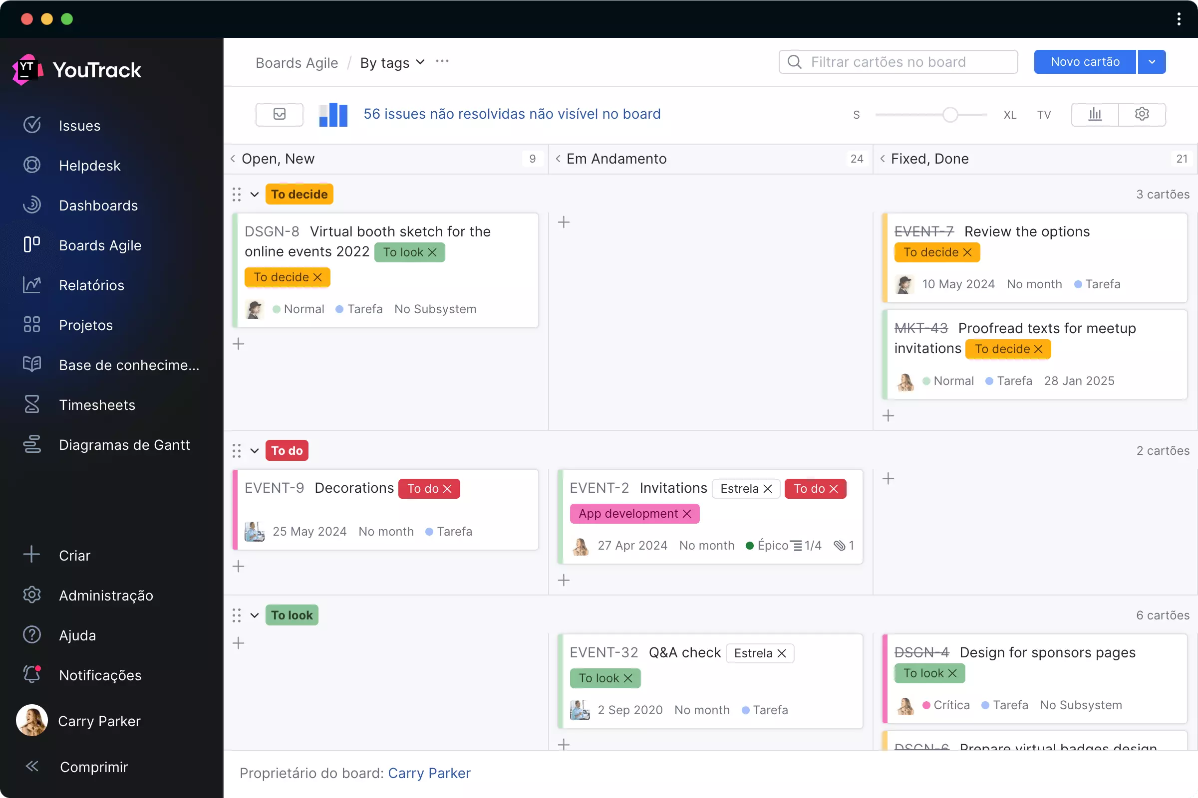 Planeje e gerencie a execução de tarefas com Agile boards