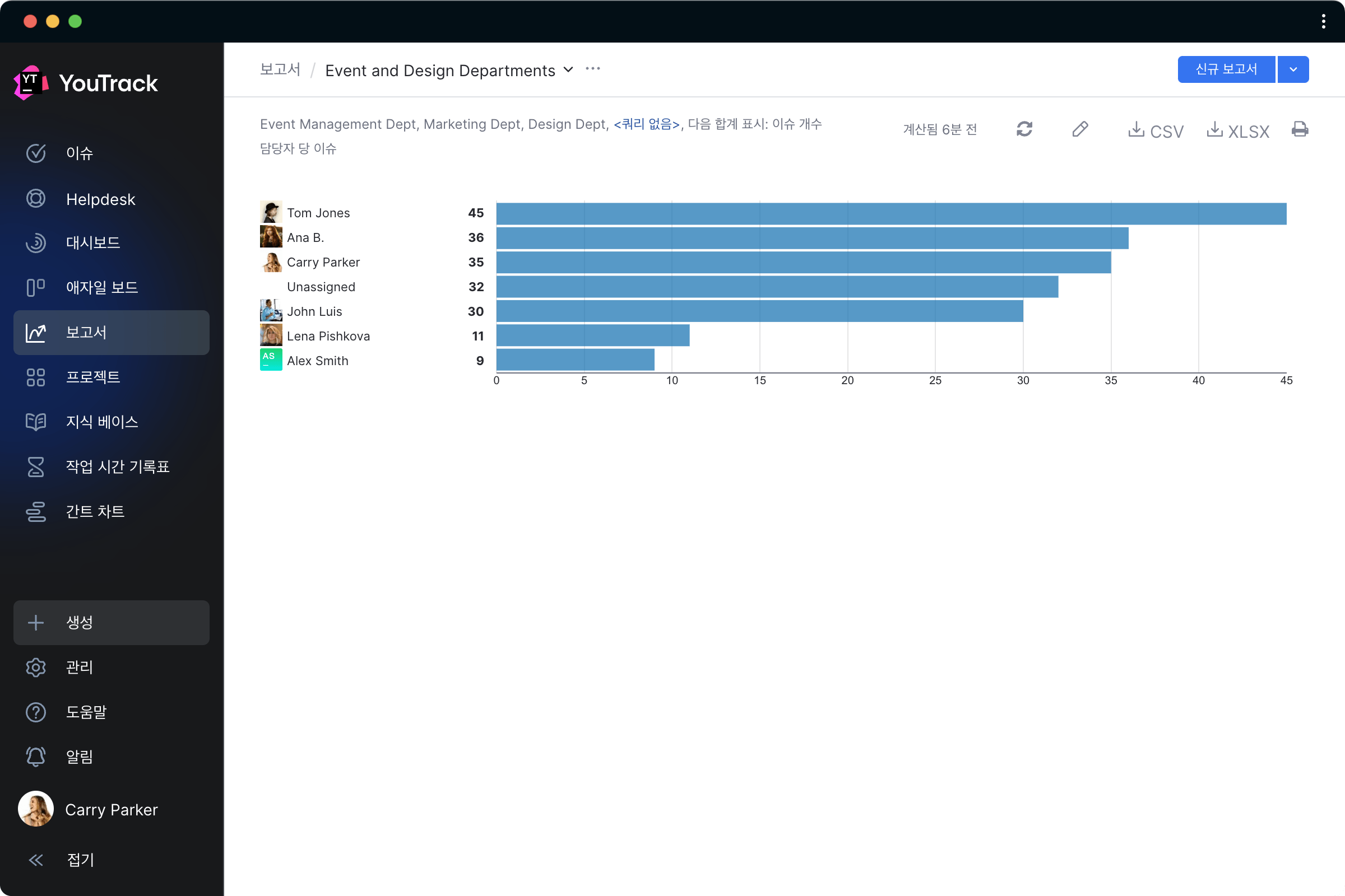 이슈 분포 현황 보고서