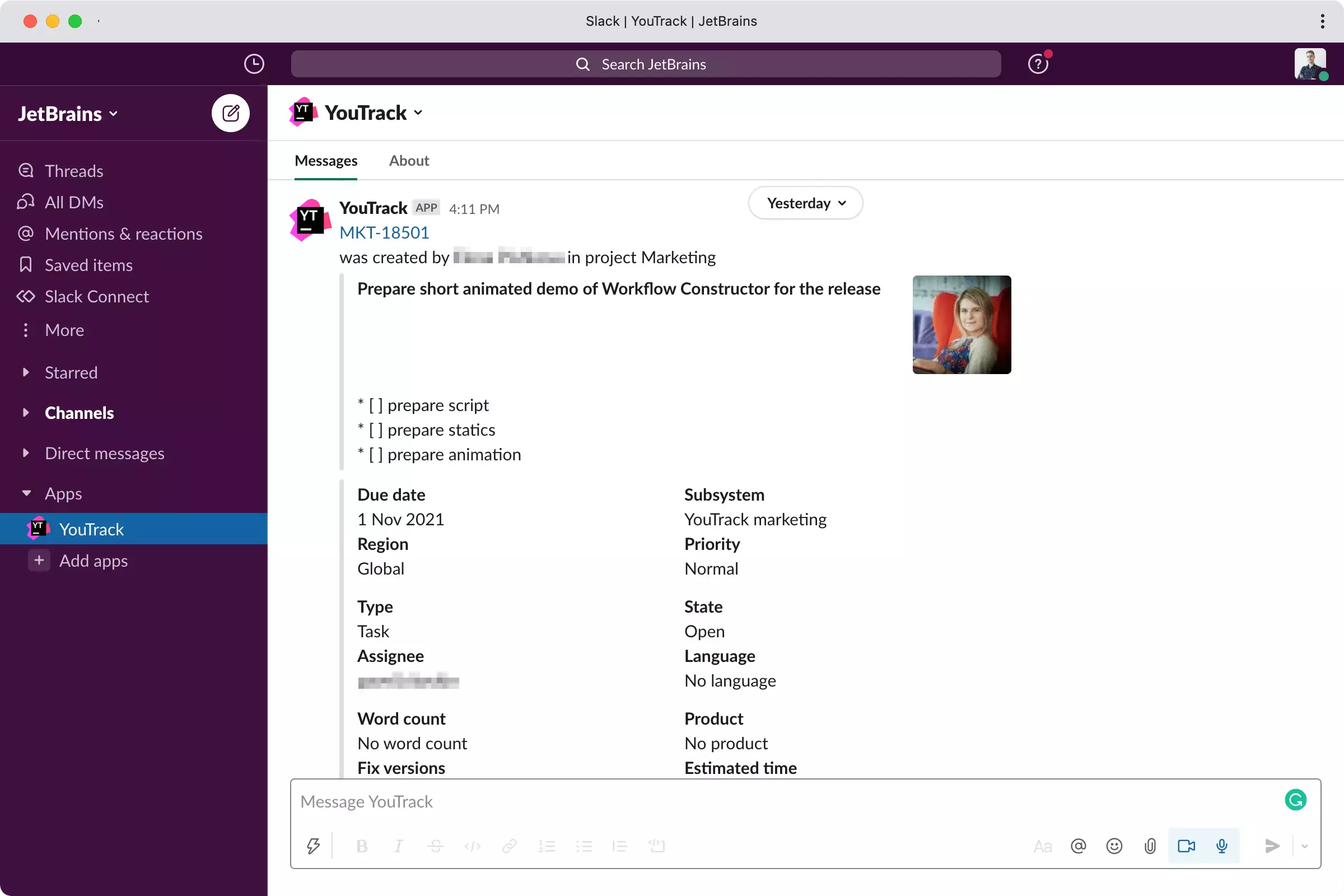 Intégration avec Slack