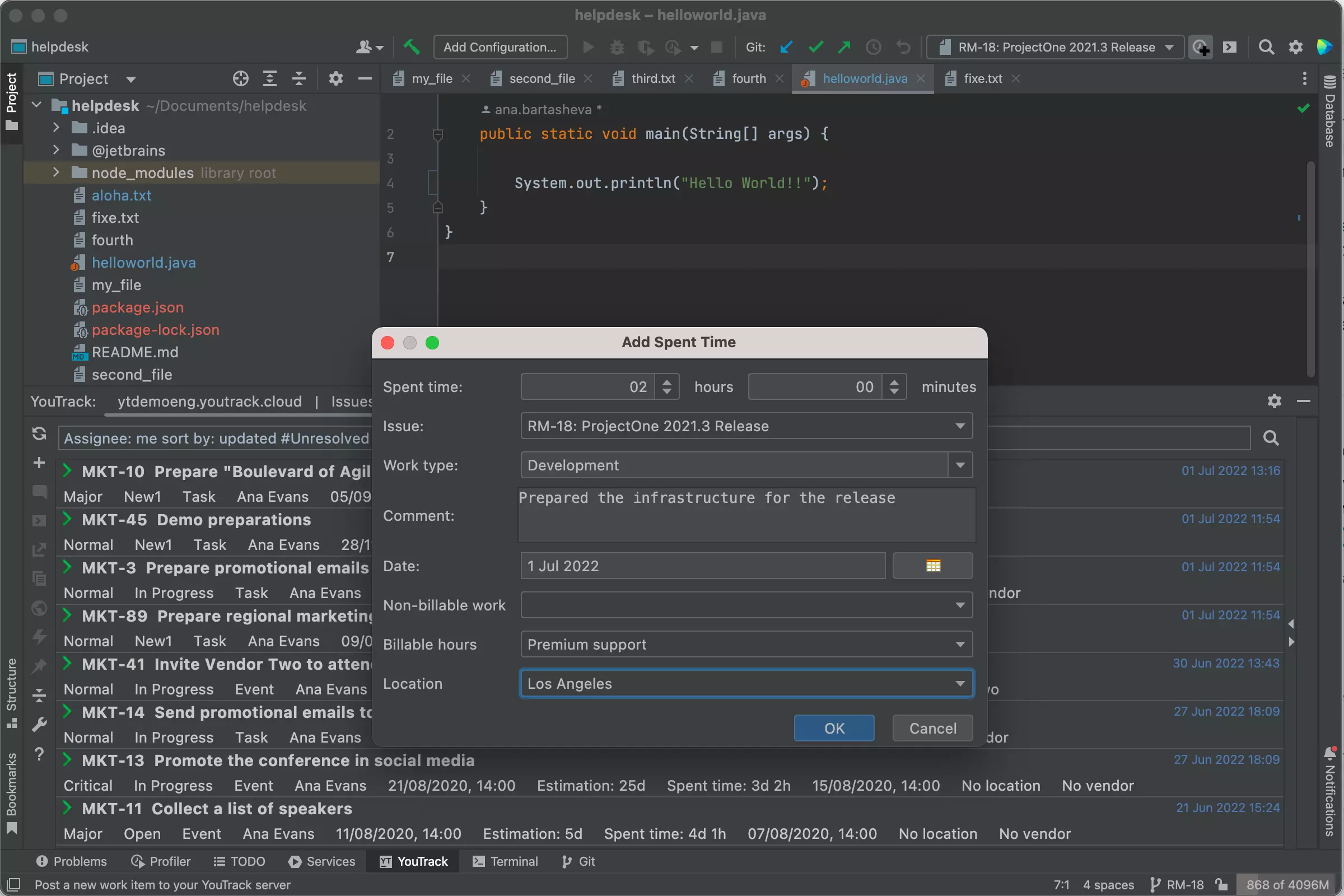 JetBrains IDE 的官方 YouTrack 插件