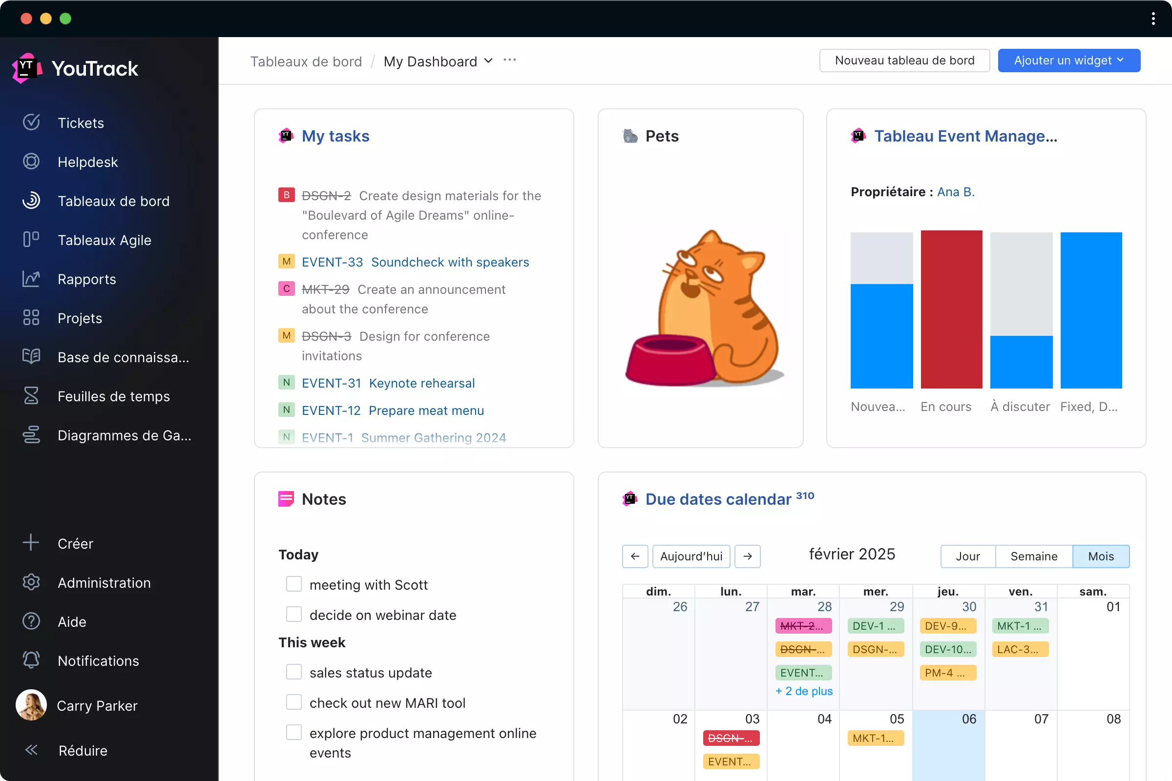 Tableau de bord personnel