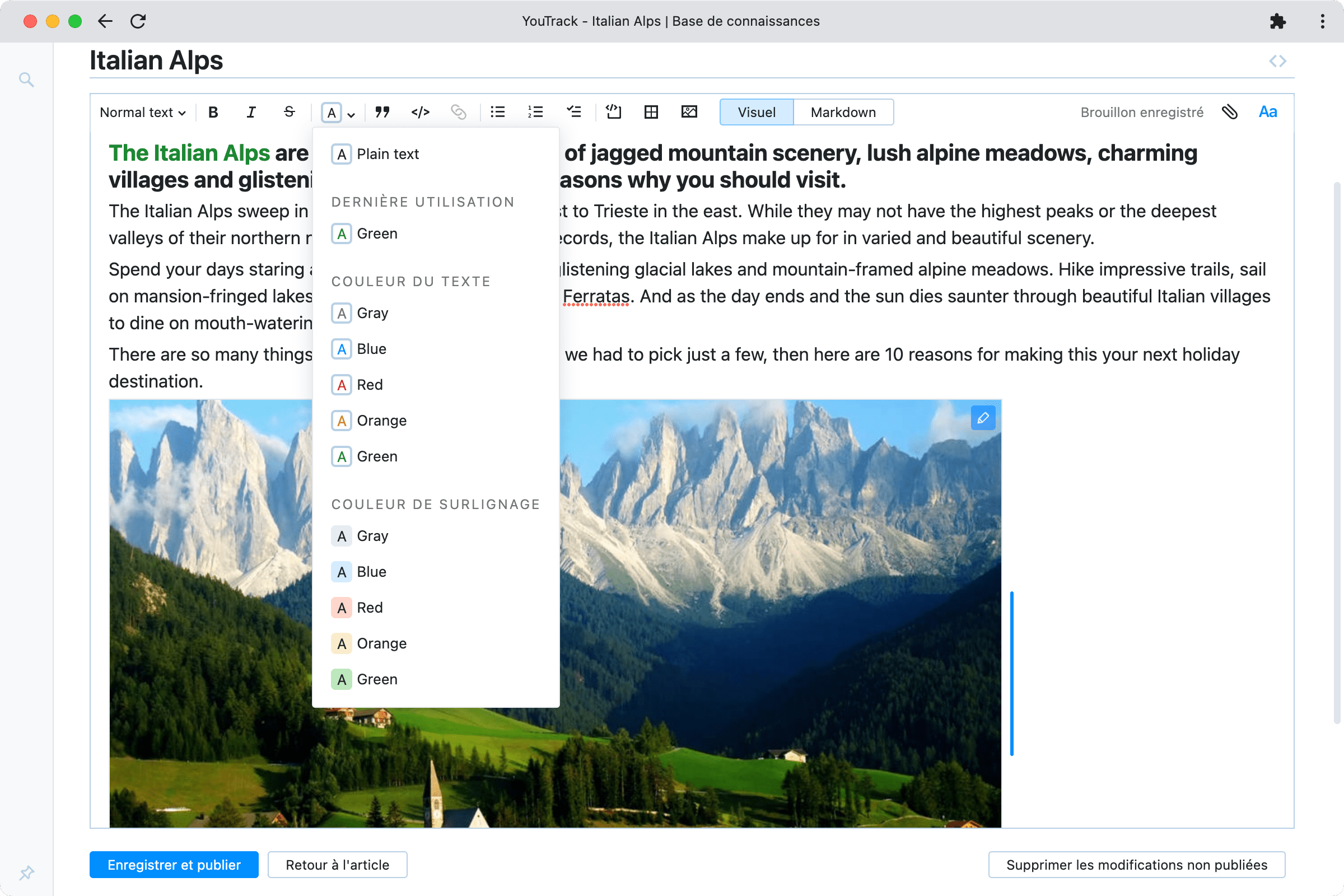 Mise en forme du texte et des images