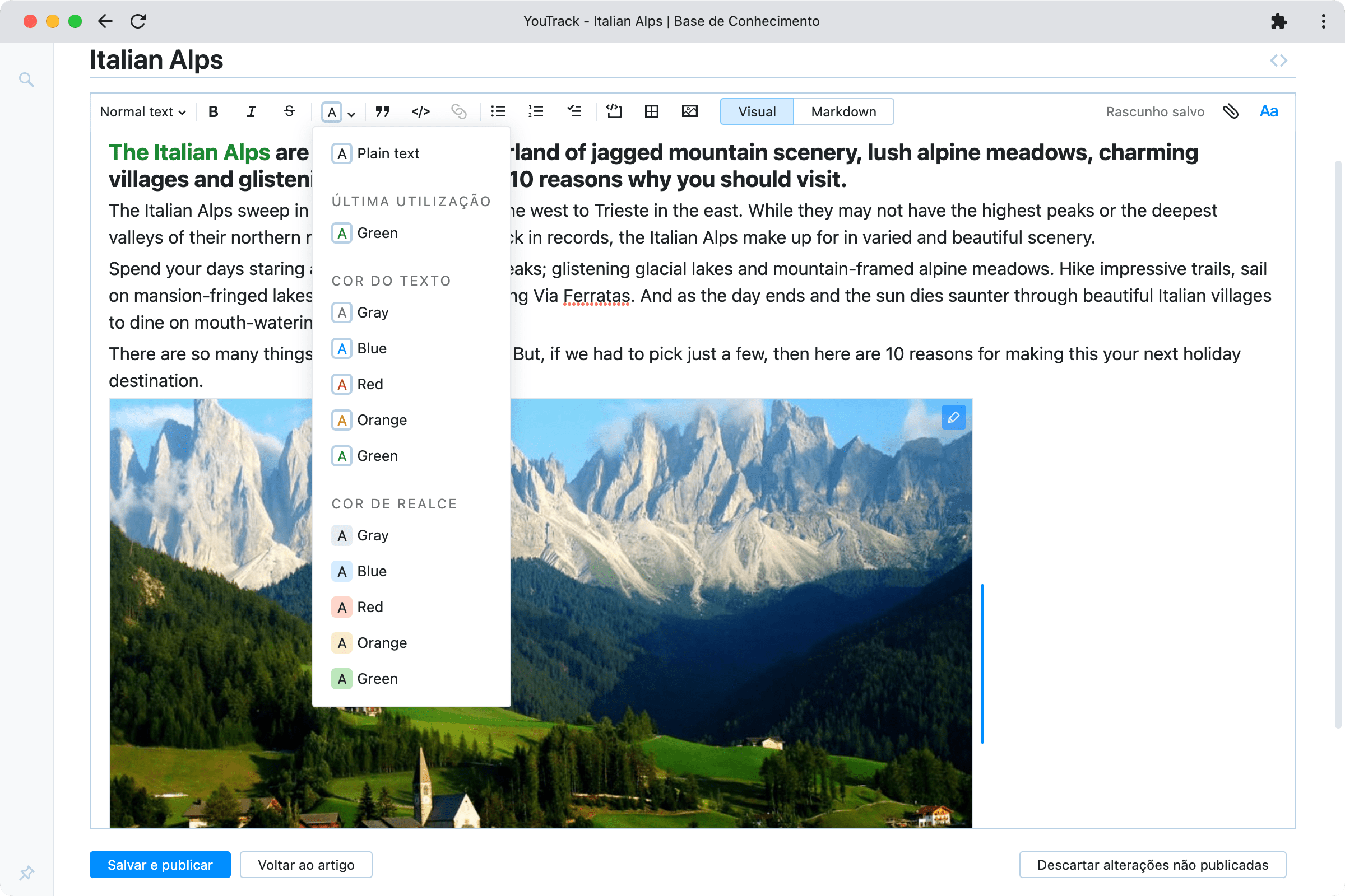 Formatação de texto e imagens