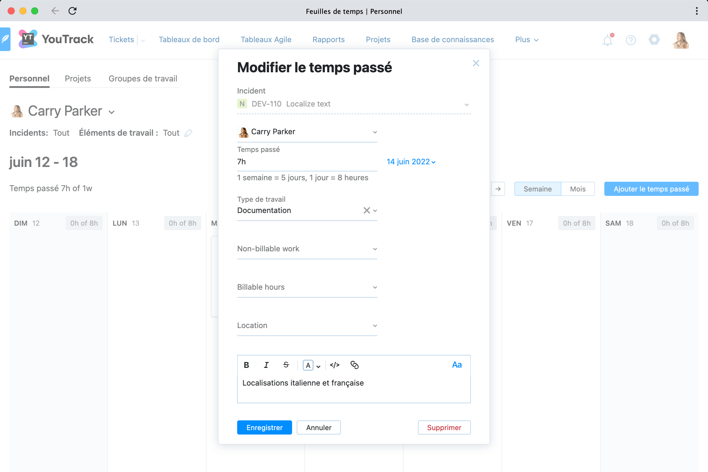 Suivi des éléments de travail avec précision