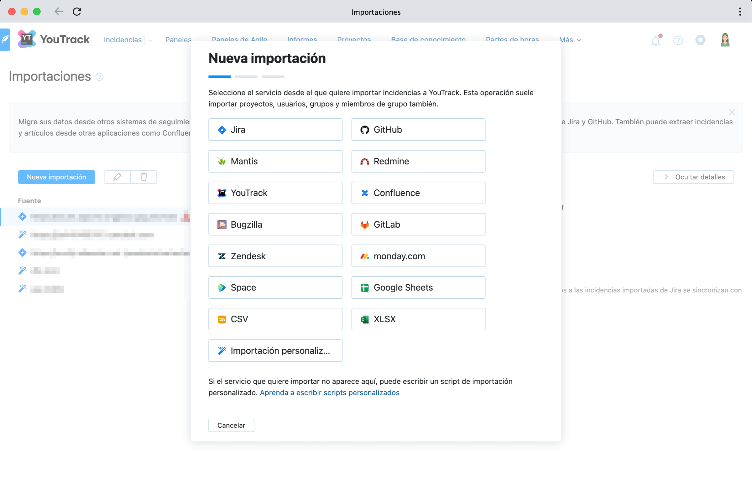 Importar desde Hojas de cálculo de Google