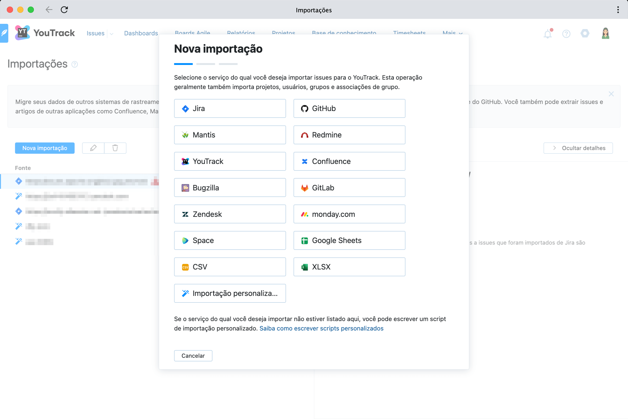 Importar das Planilhas Google