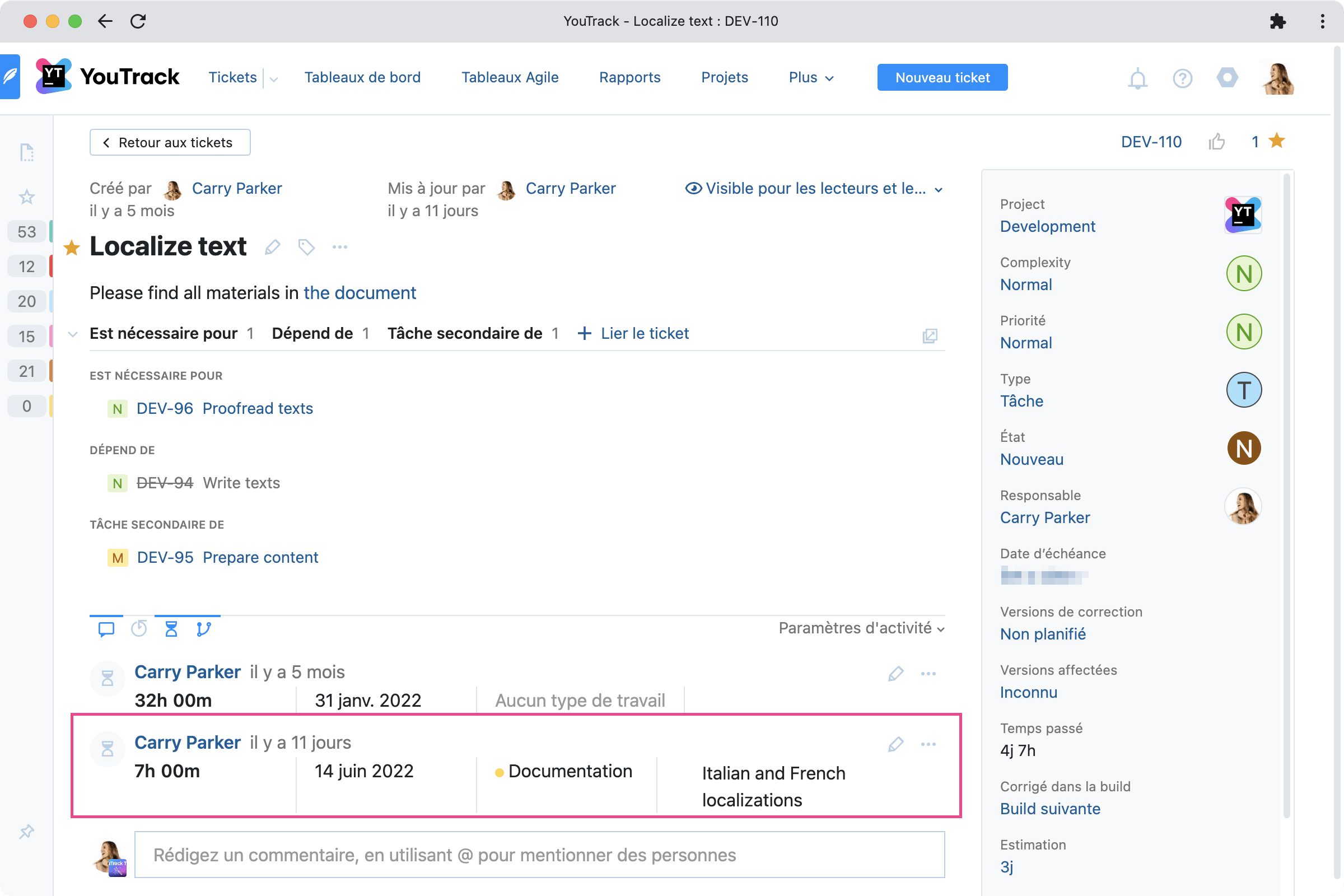 Suivi des éléments de travail avec précision