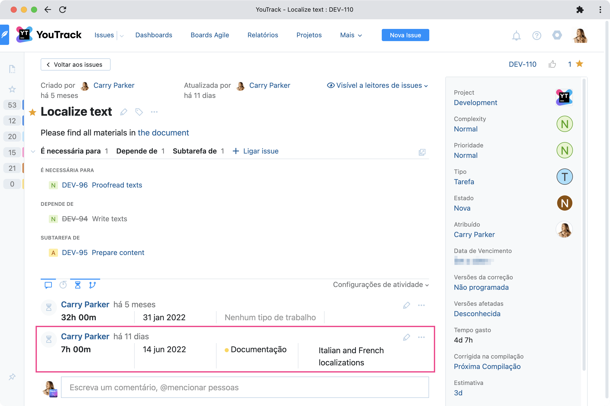Controle itens de trabalho com precisão