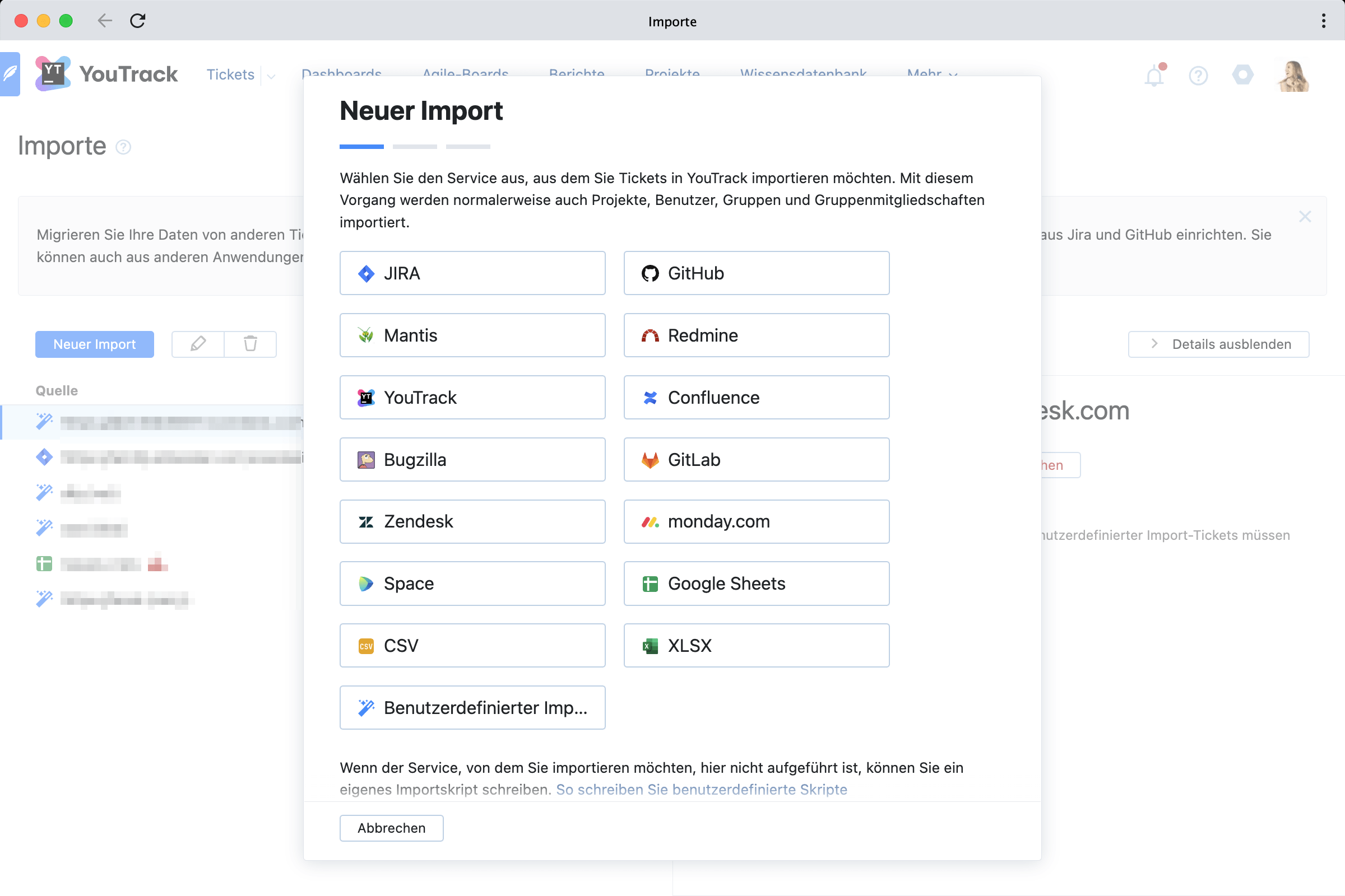 Artikel-Import aus Space