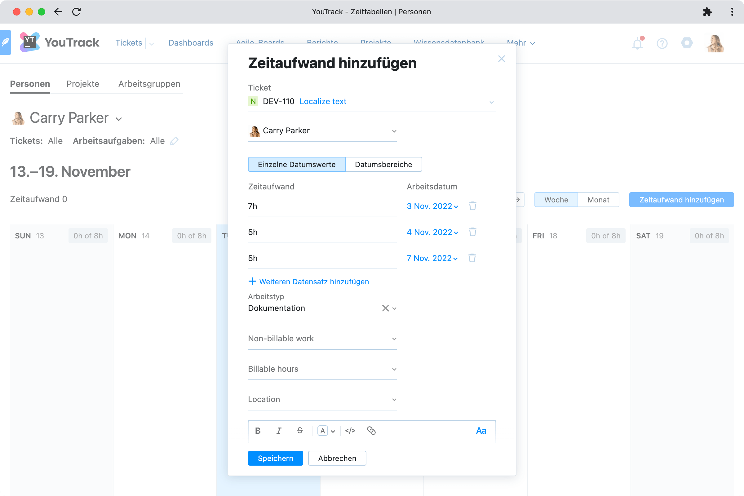 Mehrfach-Dateneingabe in Zeittabellen