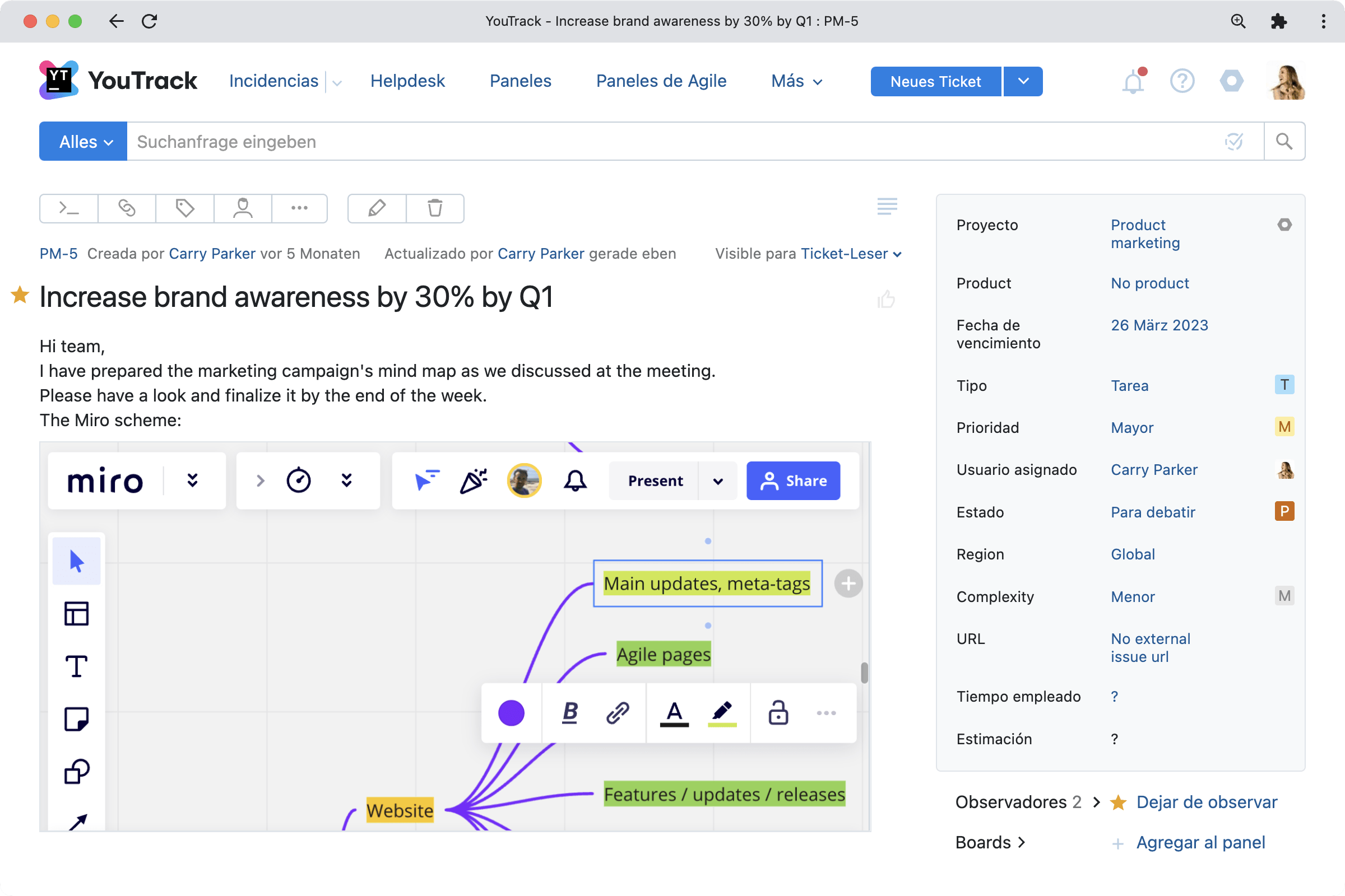 Compatibilidad con los paneles de Miro y vídeo de Google Drive