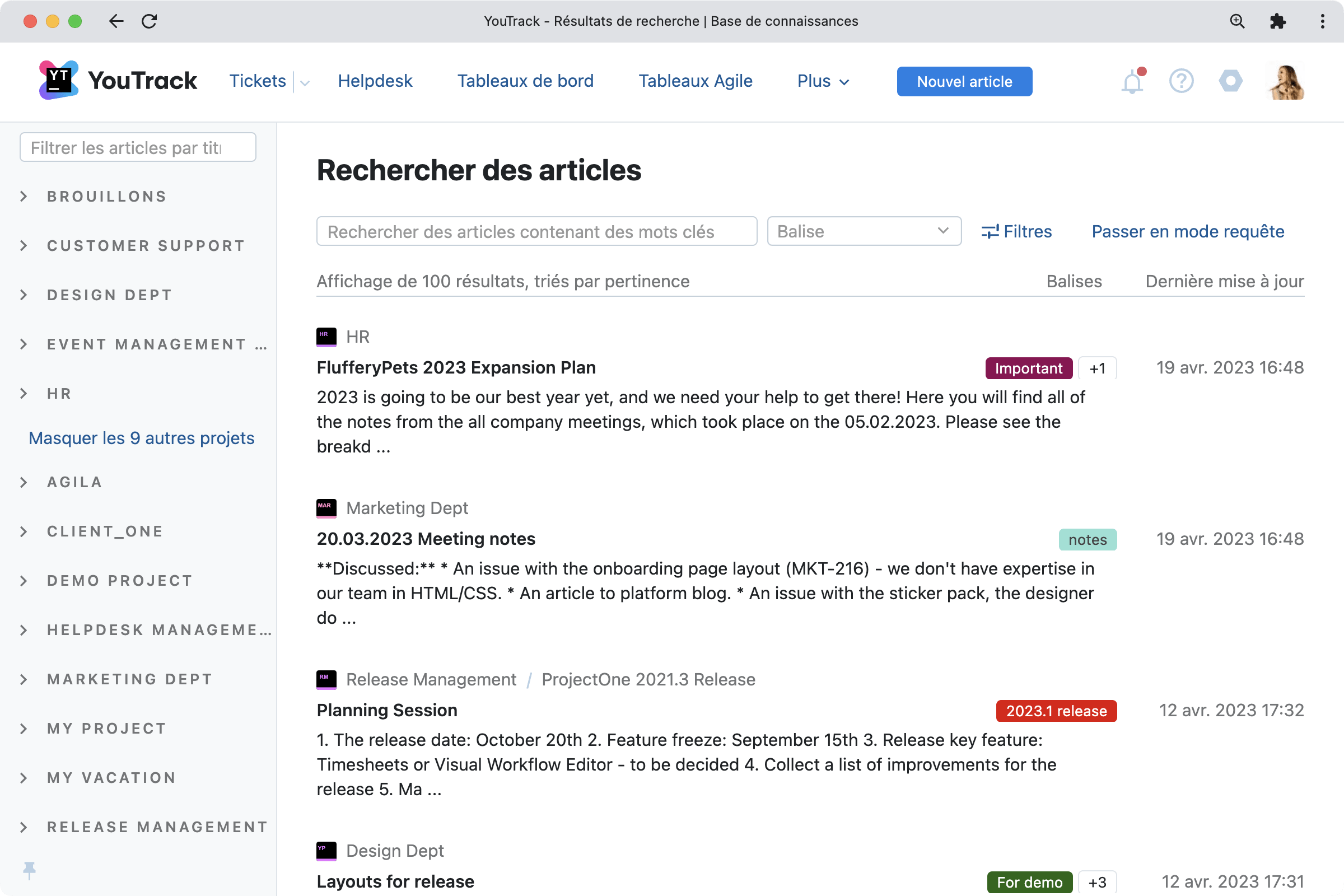 Améliorations de la base de connaissances