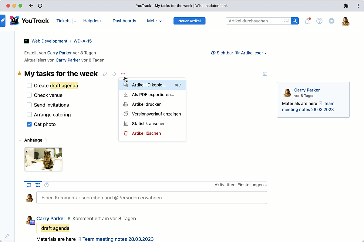 Artikelinhalte als PDF exportieren