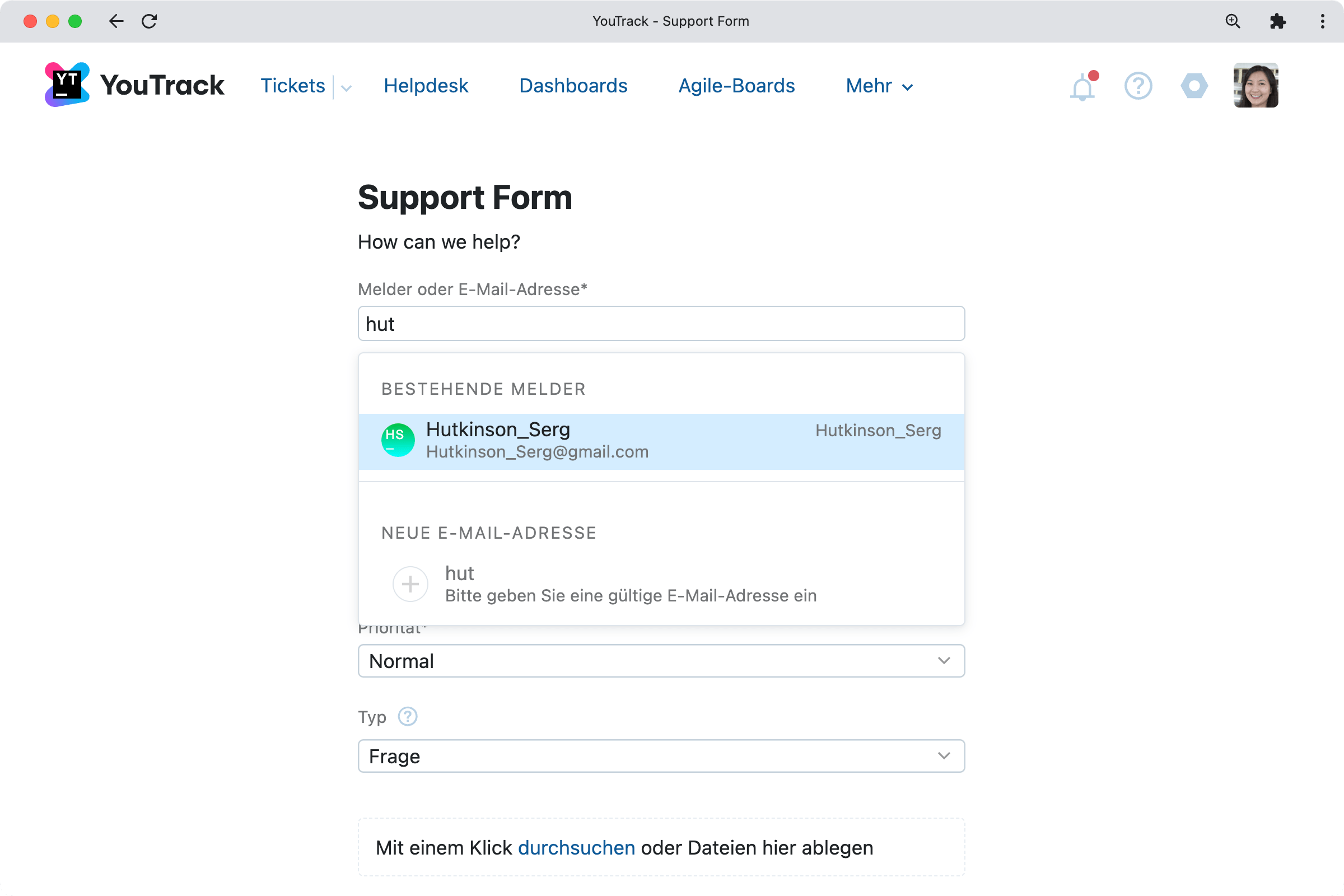 Supportfälle für andere Personen erstellen