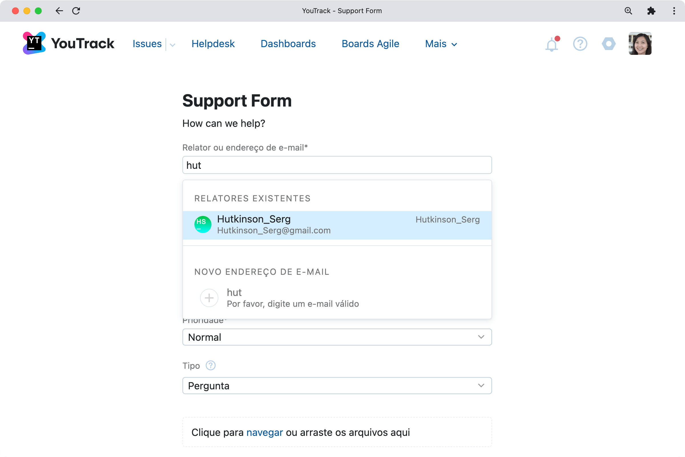 Criar tickets em nome dos relatores
